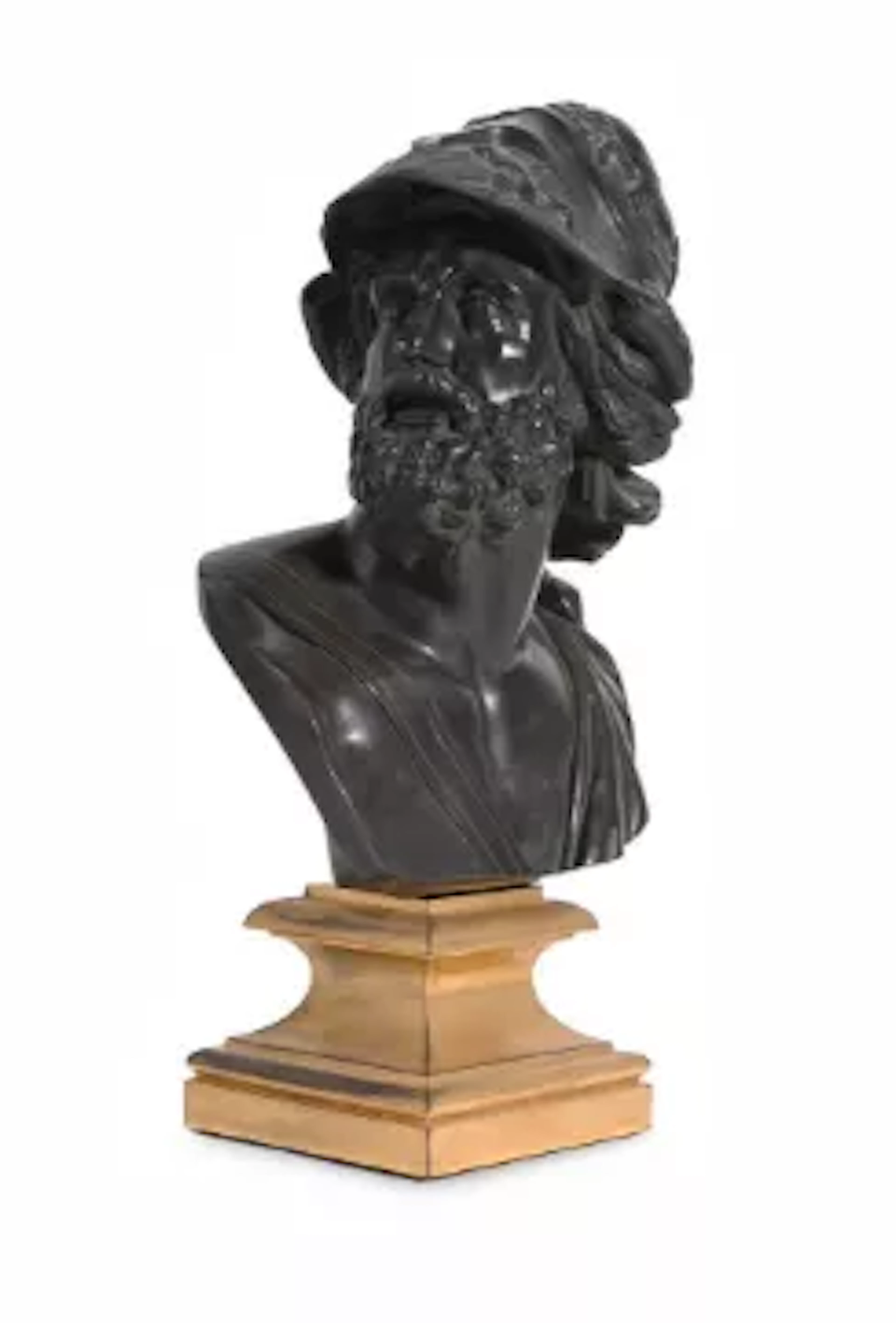 AFTER THE ANTIQUE, A GILT AND PATINATED BRONZE BUST OF AJAX, FRENCH