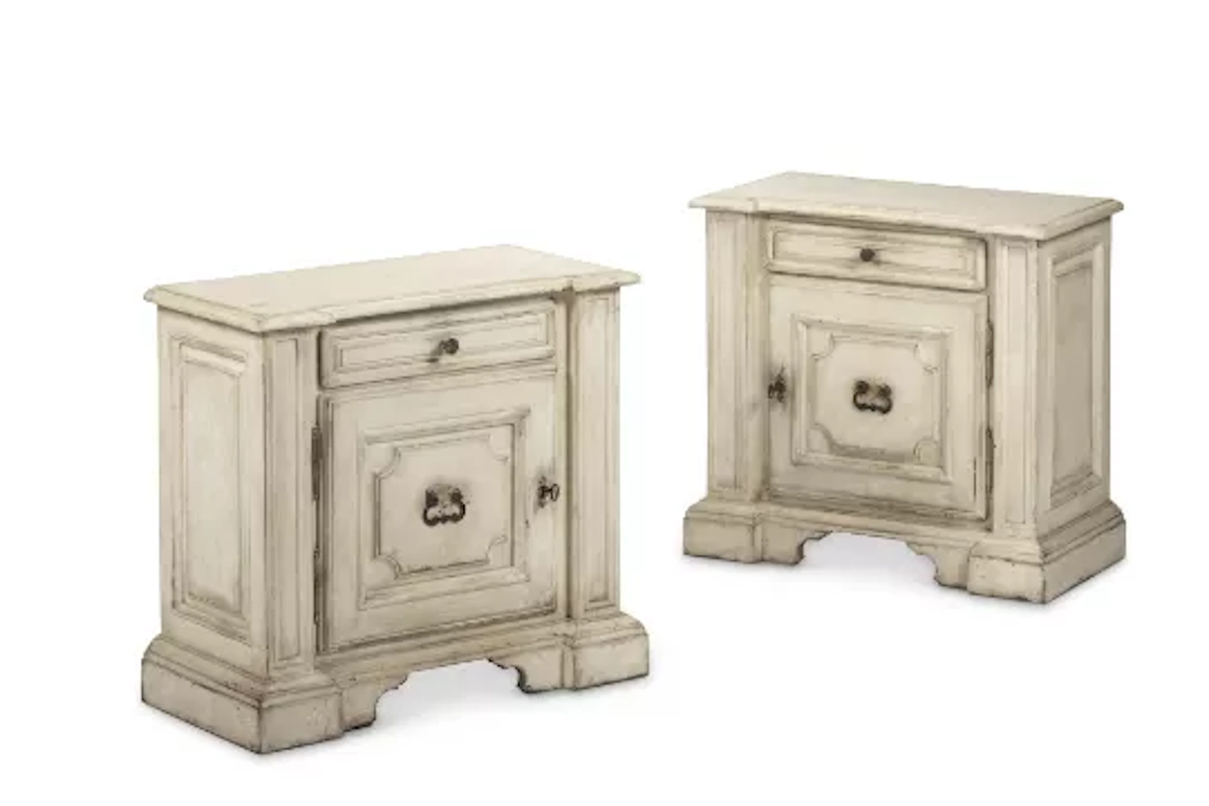A PAIR OF WHITE PAINTED BEDSIDE CABINETS, ITALIAN, LATE 20TH CENTURY