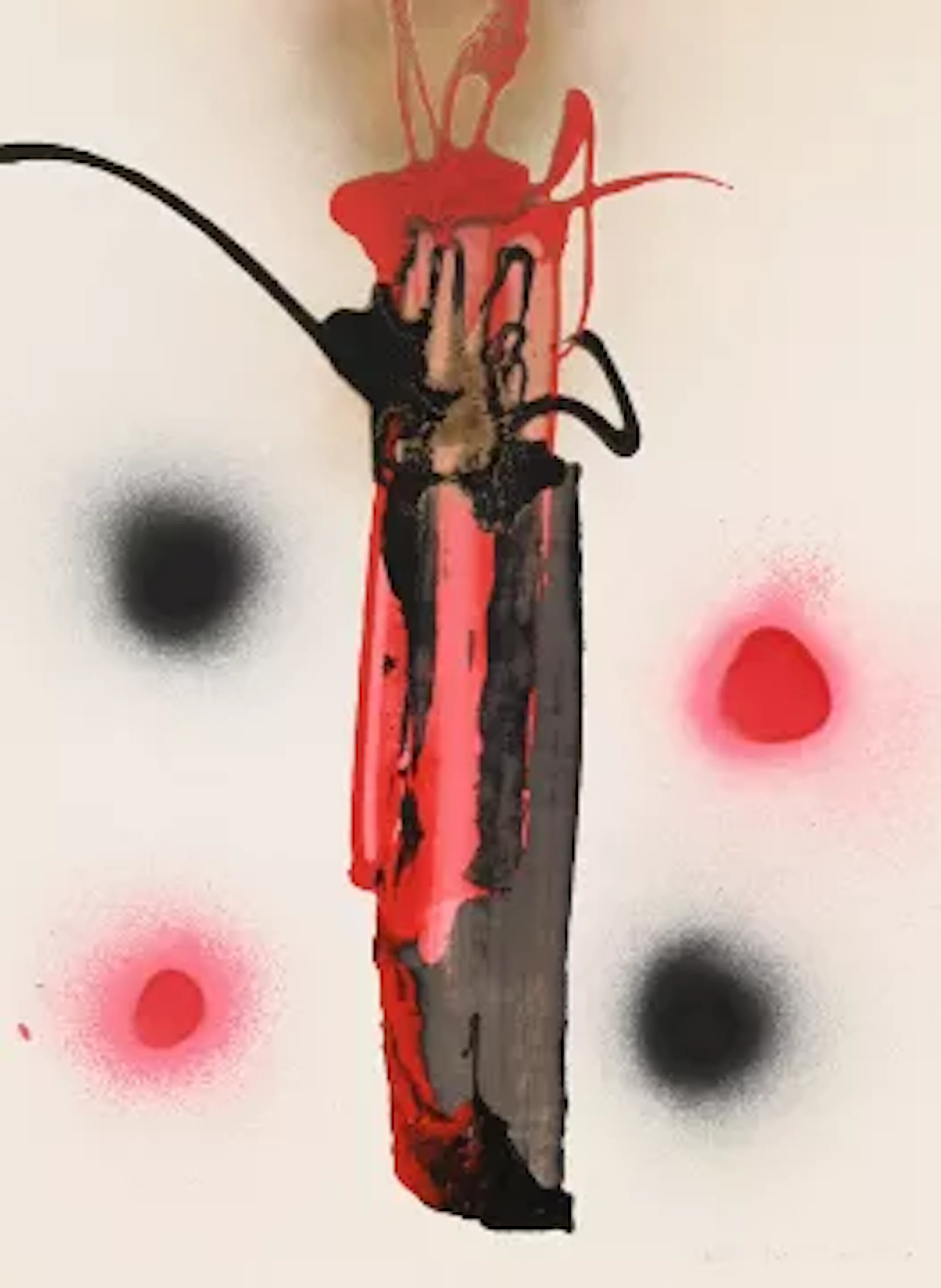 λ DENIS BOWEN (BRITISH 1921-2006), UNTITLED, RED, BLACK AND GOLD