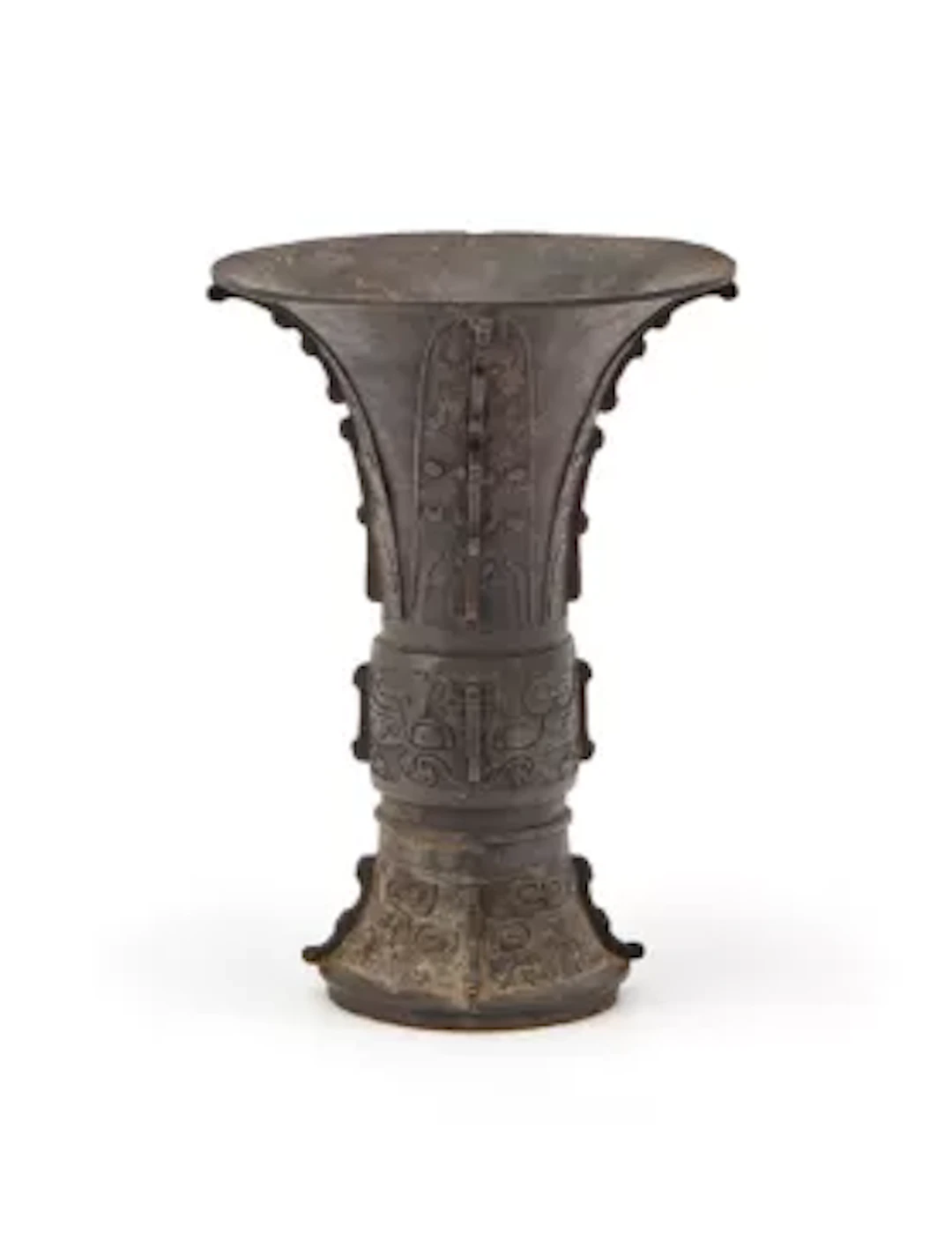 A Chinese bronze archaistic gu vase, 17th century