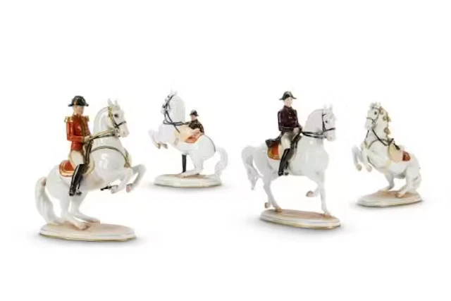 FOUR VARIOUS VIENNA PORCELAIN (AUGARTEN) SPANISH RIDING SCHOOL EQUESTRIAN