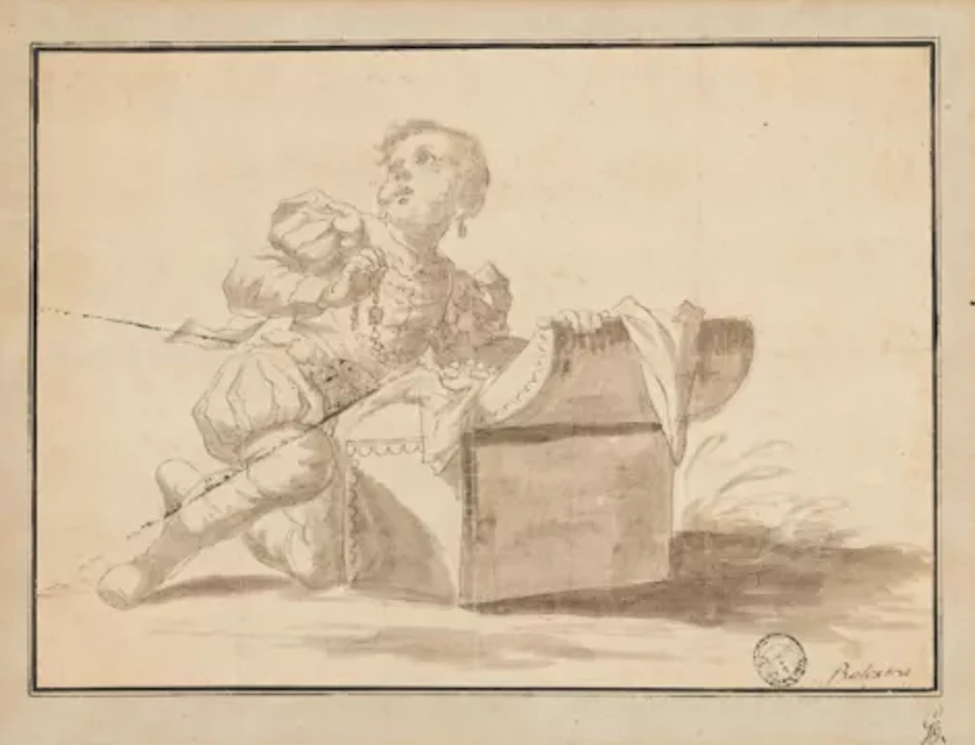 ATTRIBUTED TO ANTONIO BALESTRA (ITALIAN 1666-1740), PAGE OPENING A JEWEL CASE