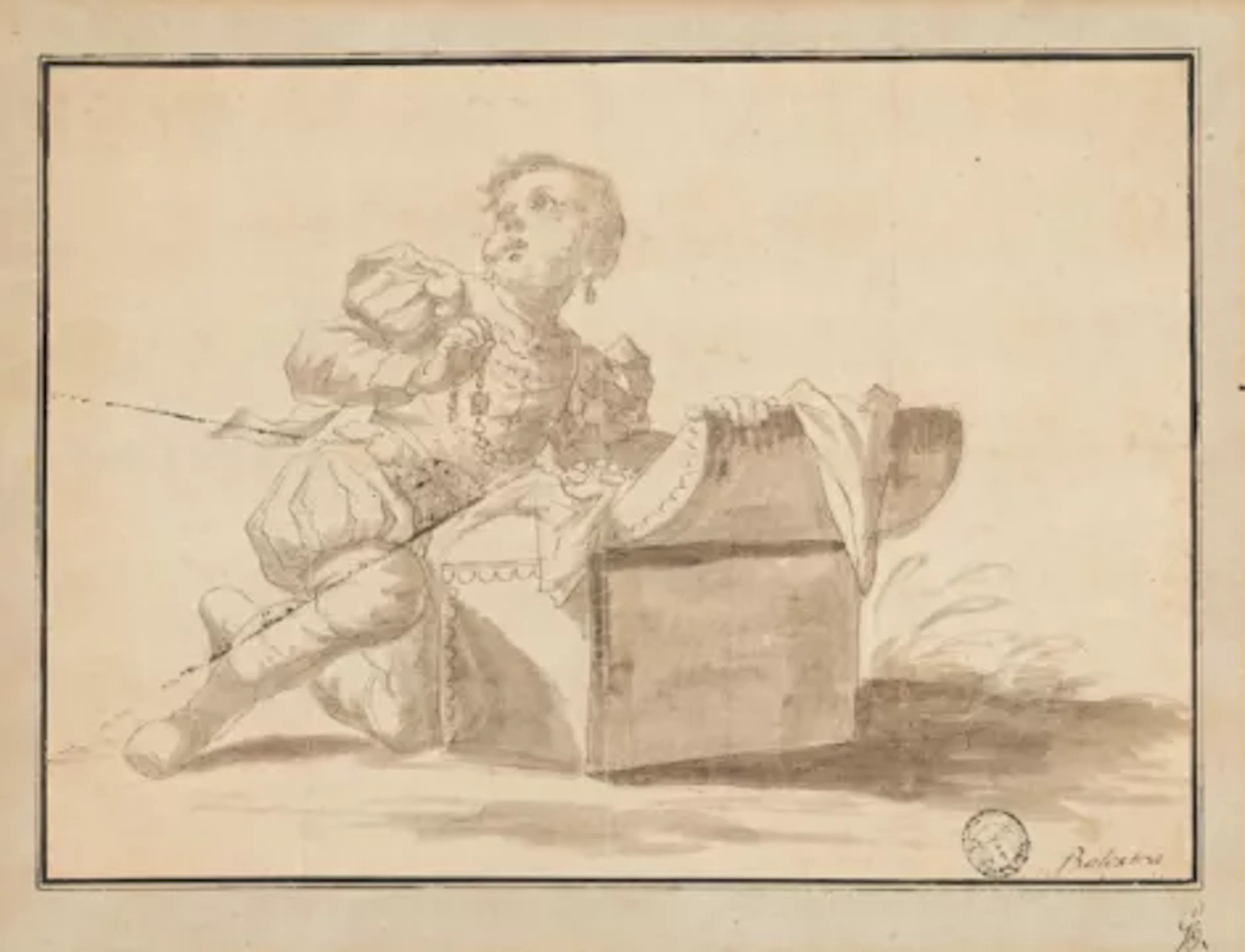 ATTRIBUTED TO ANTONIO BALESTRA (ITALIAN 1666-1740), PAGE OPENING A JEWEL CASE