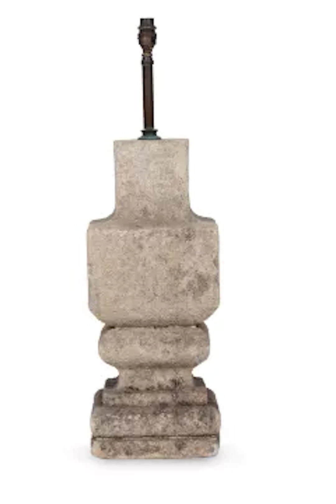 A CARVED BURGUNDY LIMESTONE BALUSTER BASE TABLE LIGHT, 18TH CENTURY