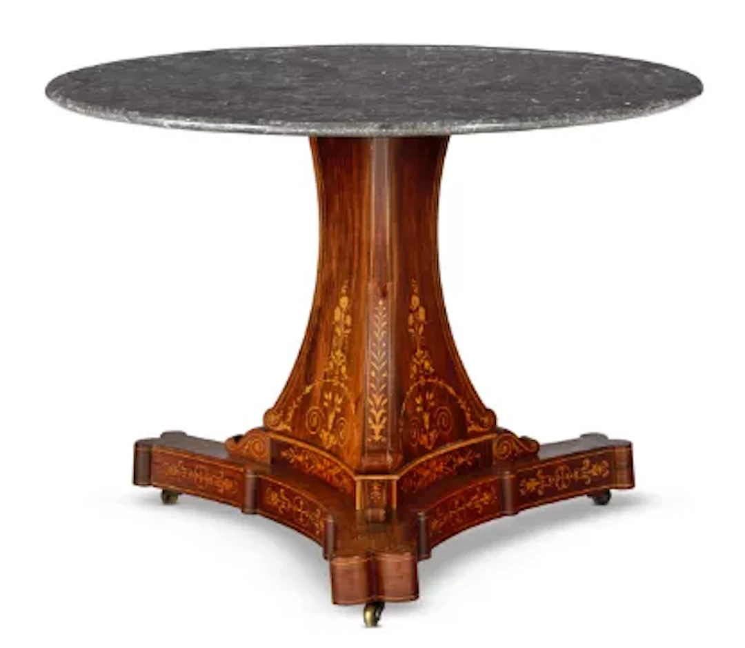 Y A CHARLES X ROSEWOOD AND MARQUETRY GUERIDON, CIRCA 1830