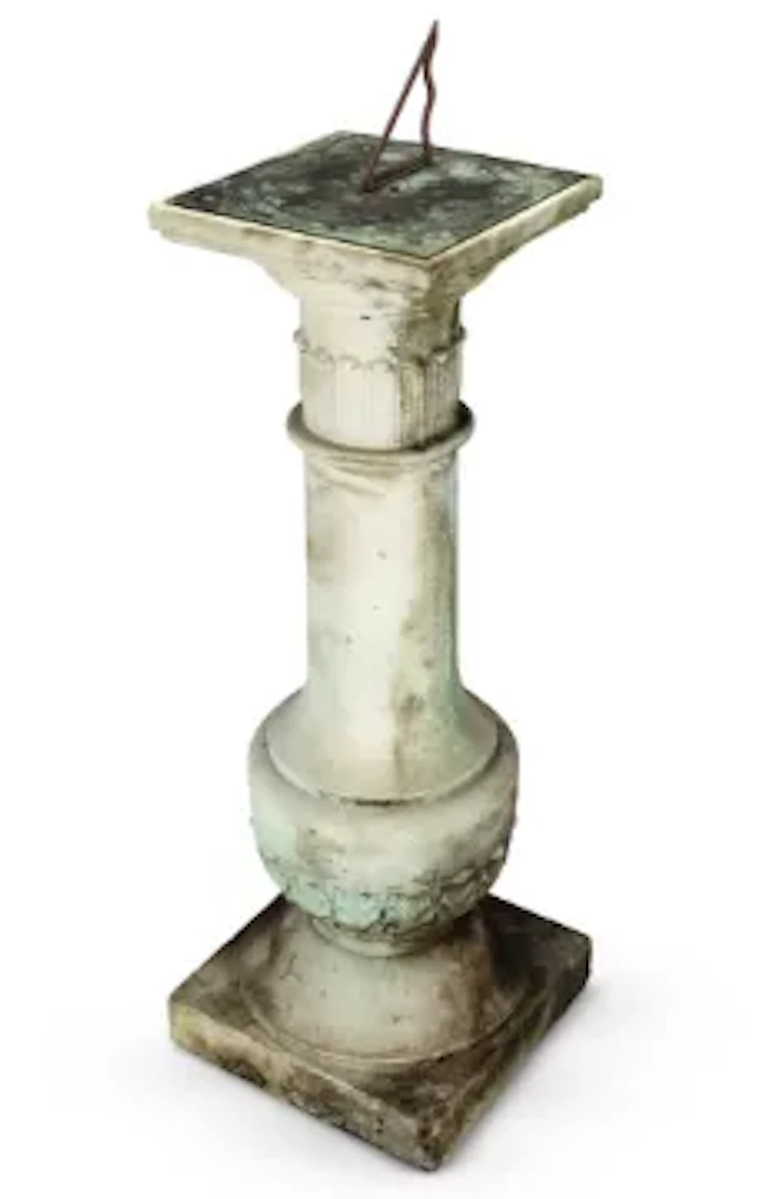 A MARBLE PEDESTAL SUNDIAL WITH BRONZE SUNDIAL PLATE, 19TH CENTURY