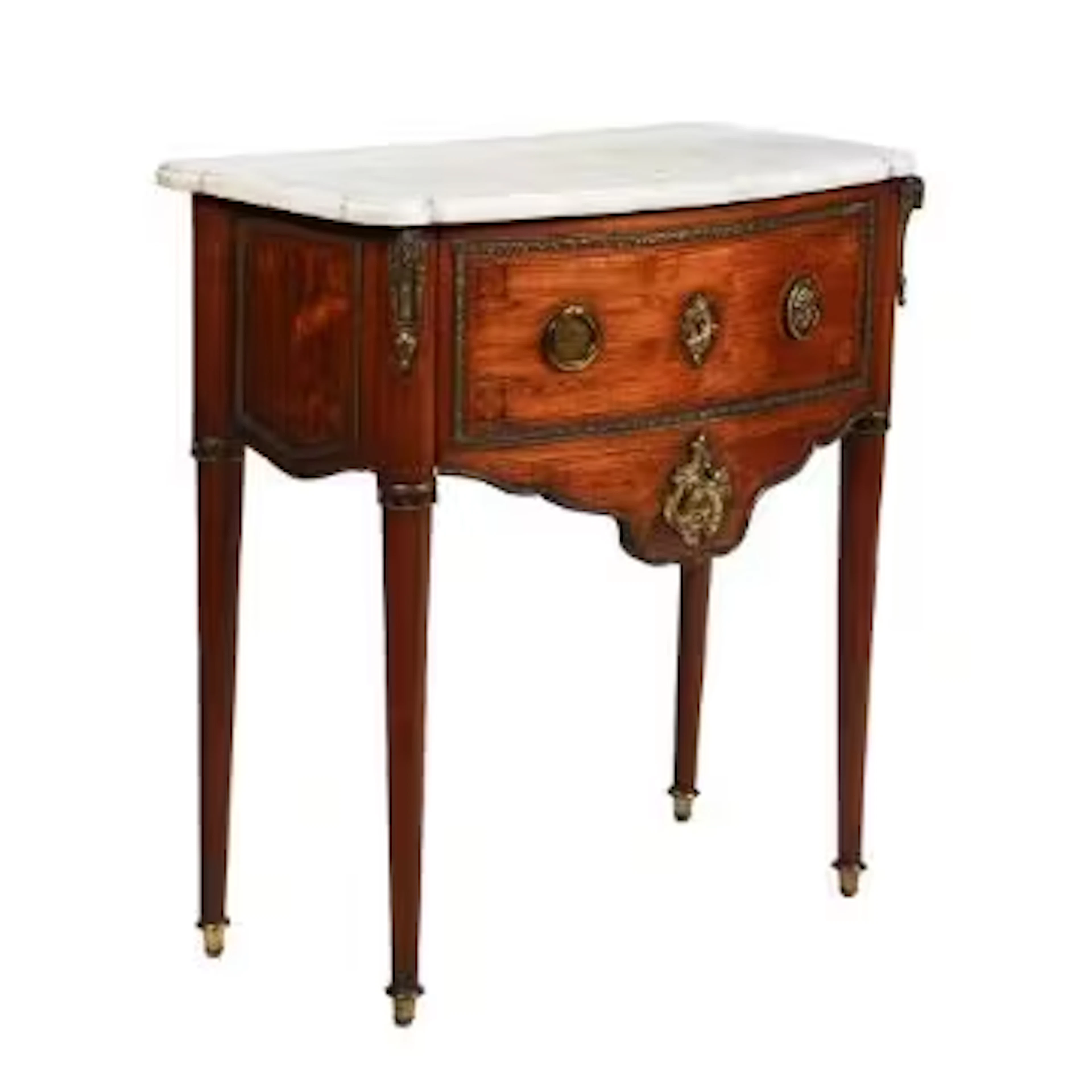 Y A LATE LOUIS XVI ORMOLU-MOUNTED KINGWOOD BOWFRONTED COMMODE, EARLY