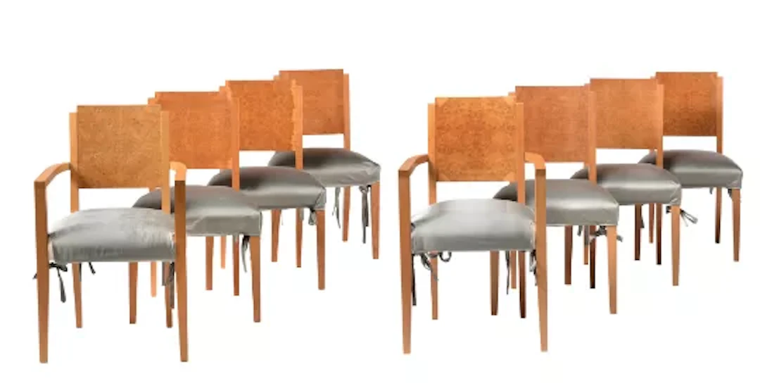 EIGHT ART DECO STYLE DINING CHAIRS, LATE 20TH/EARLY 21ST CENTURY