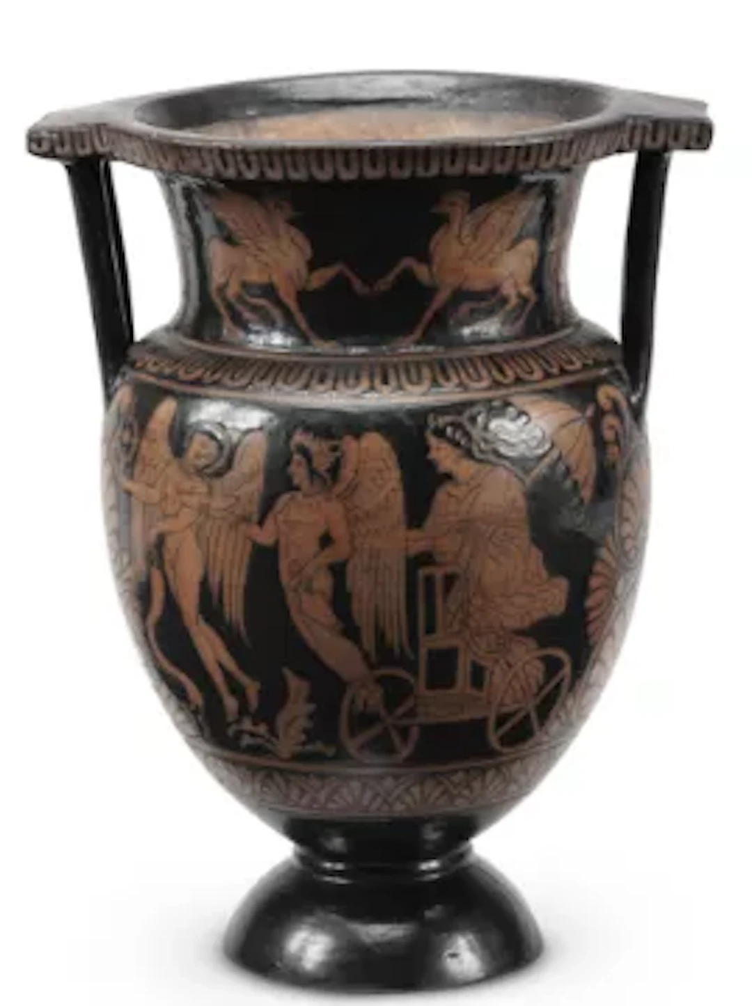 AFTER THE ANTIQUE, A GRAND TOUR RED FIGURE COLUMN KRATER VASE, 19TH CENTURY