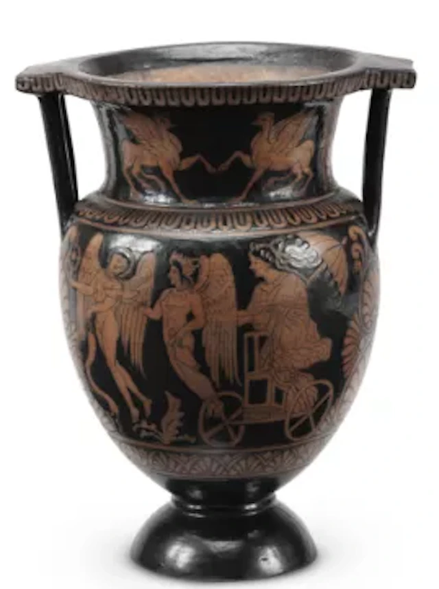 AFTER THE ANTIQUE, A GRAND TOUR RED FIGURE COLUMN KRATER VASE, 19TH CENTURY