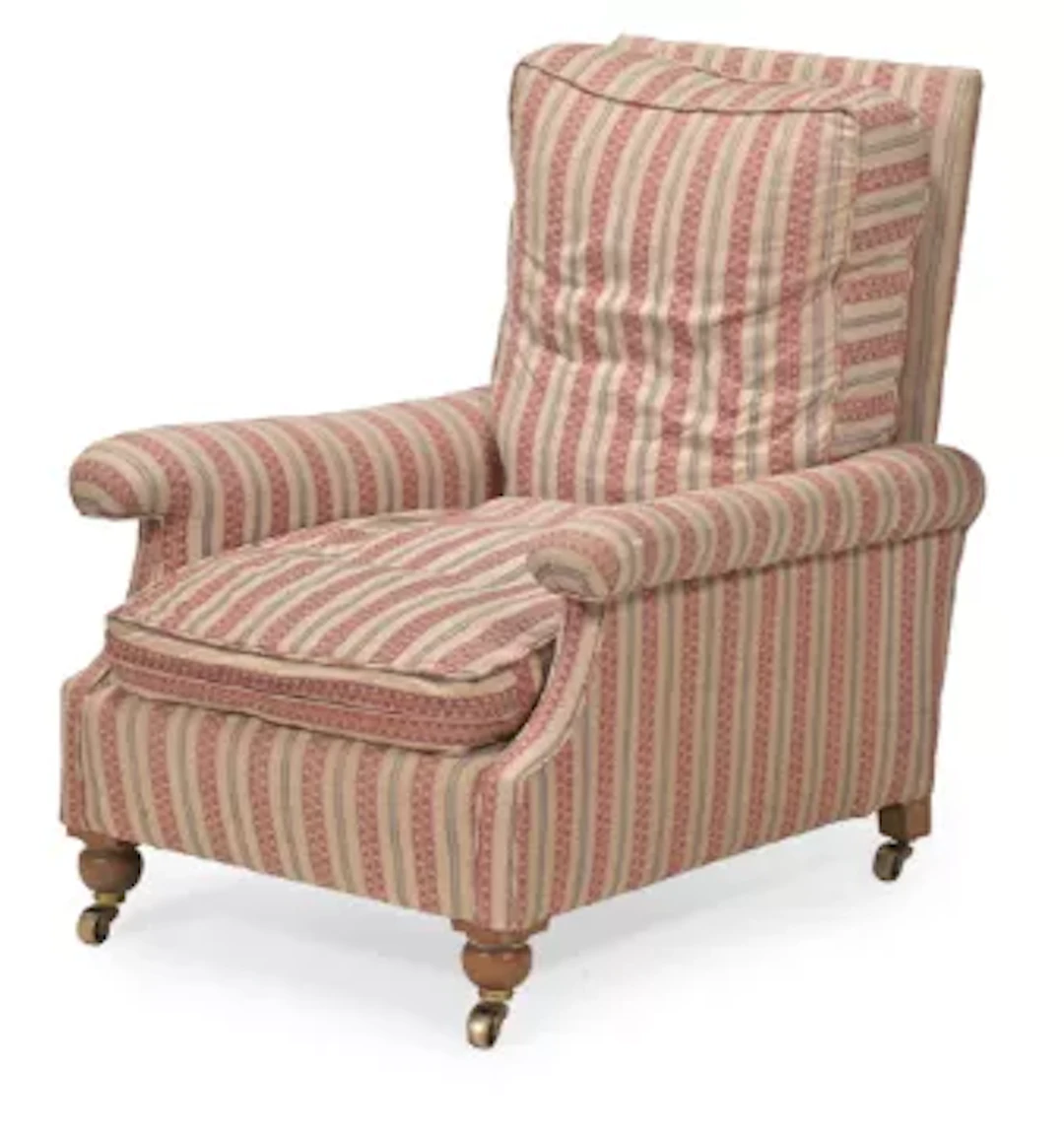 A TRADITIONAL UPHOLSTERED 'CLUB-TYPE' ARMCHAIR, SUPPLIED BY ROBERT