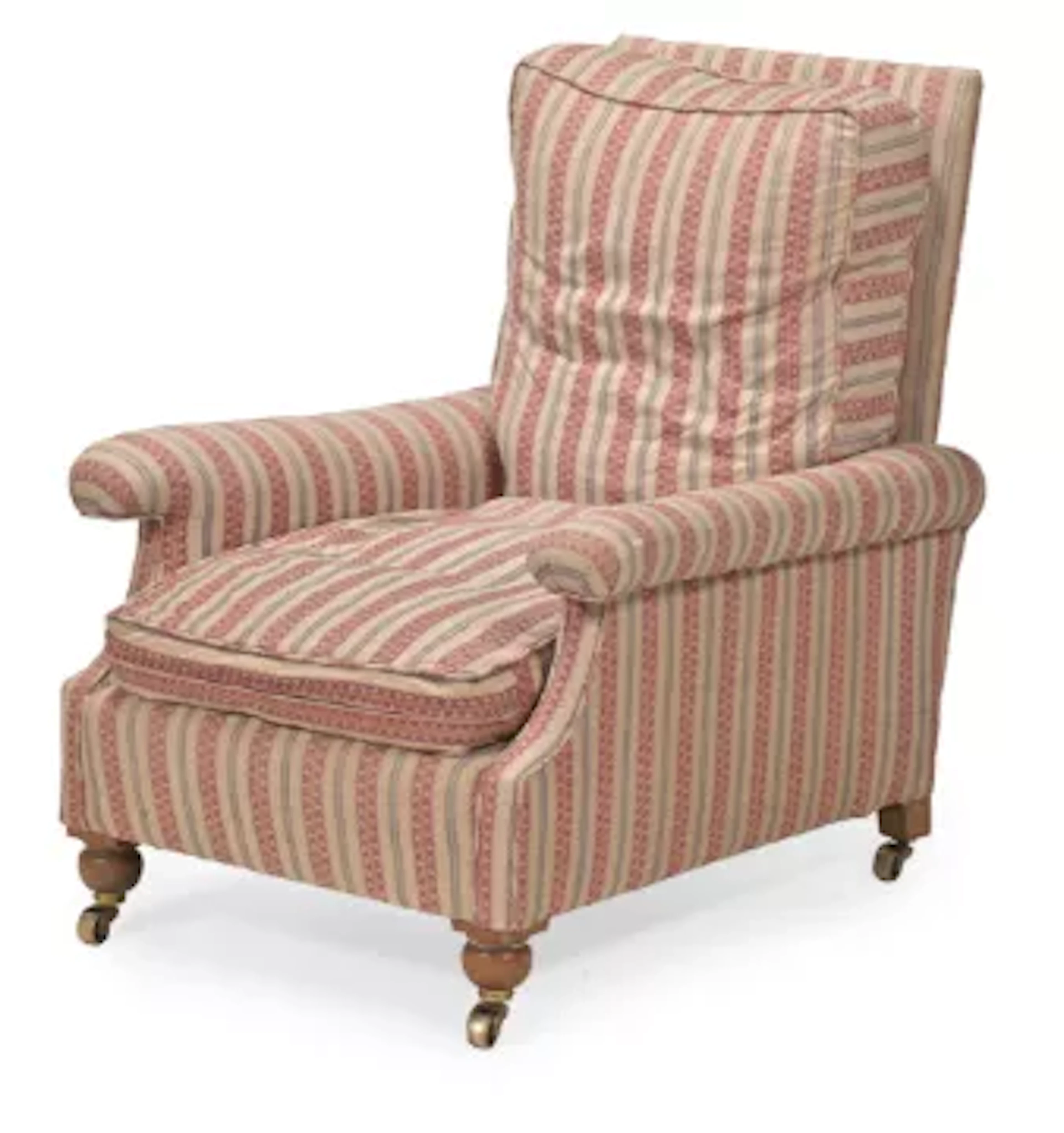 A TRADITIONAL UPHOLSTERED 'CLUB-TYPE' ARMCHAIR, SUPPLIED BY ROBERT
