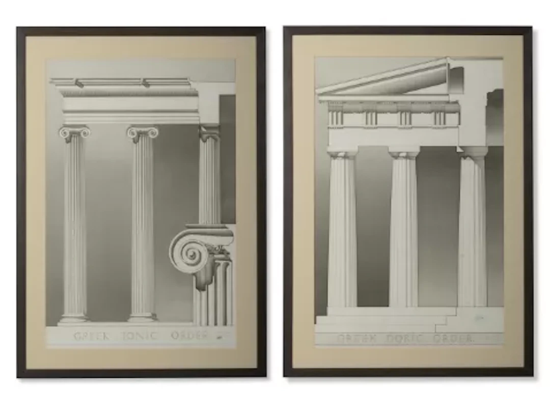 J W SWANSTON (BRITISH 20TH CENTURY), A PAIR OF FRAMED ARCHITECTURAL STUDIES