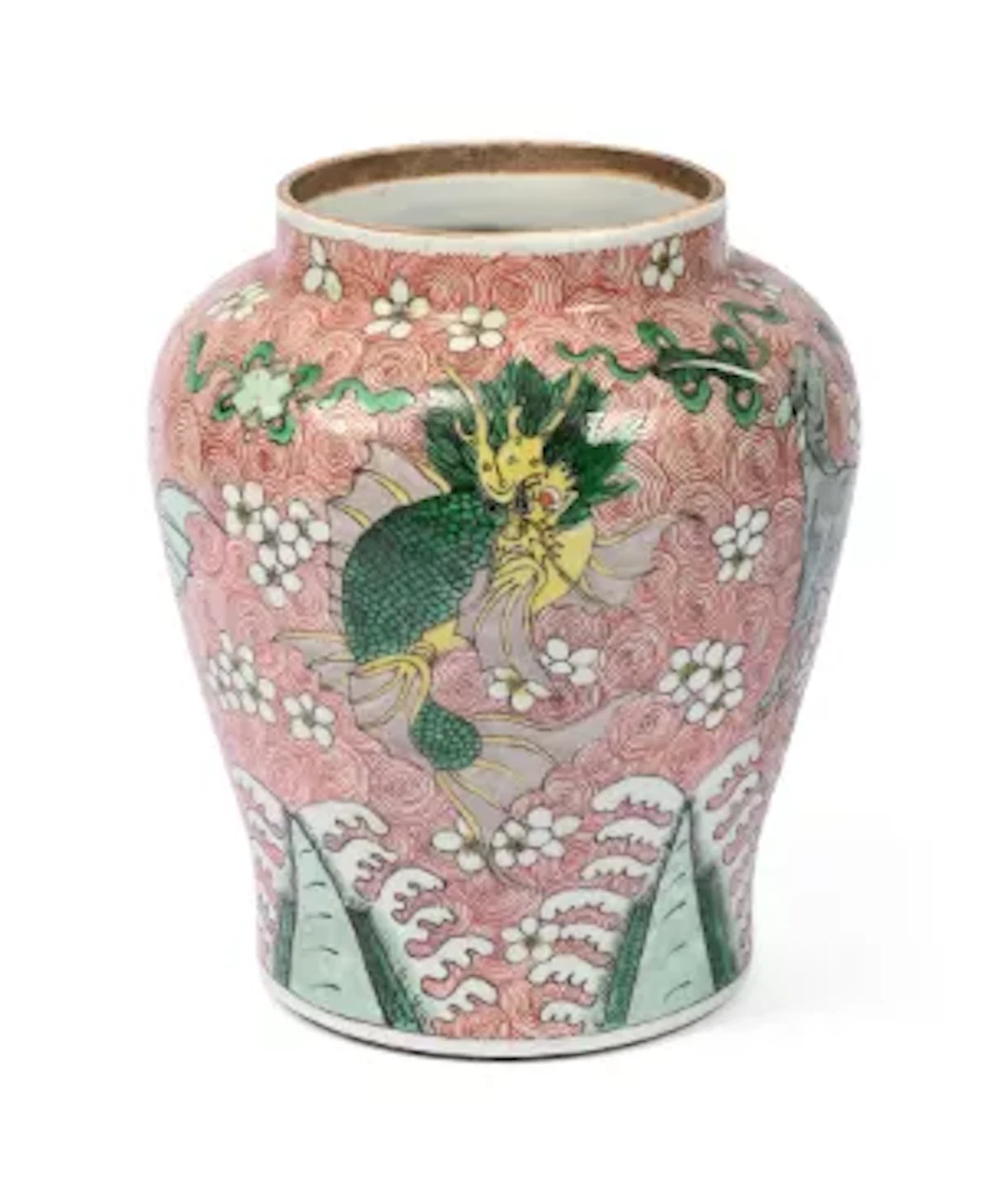 A CHINESE WUCAI OVOID JAR, 19TH CENTURY, IN TRANSITIONAL STYLE
