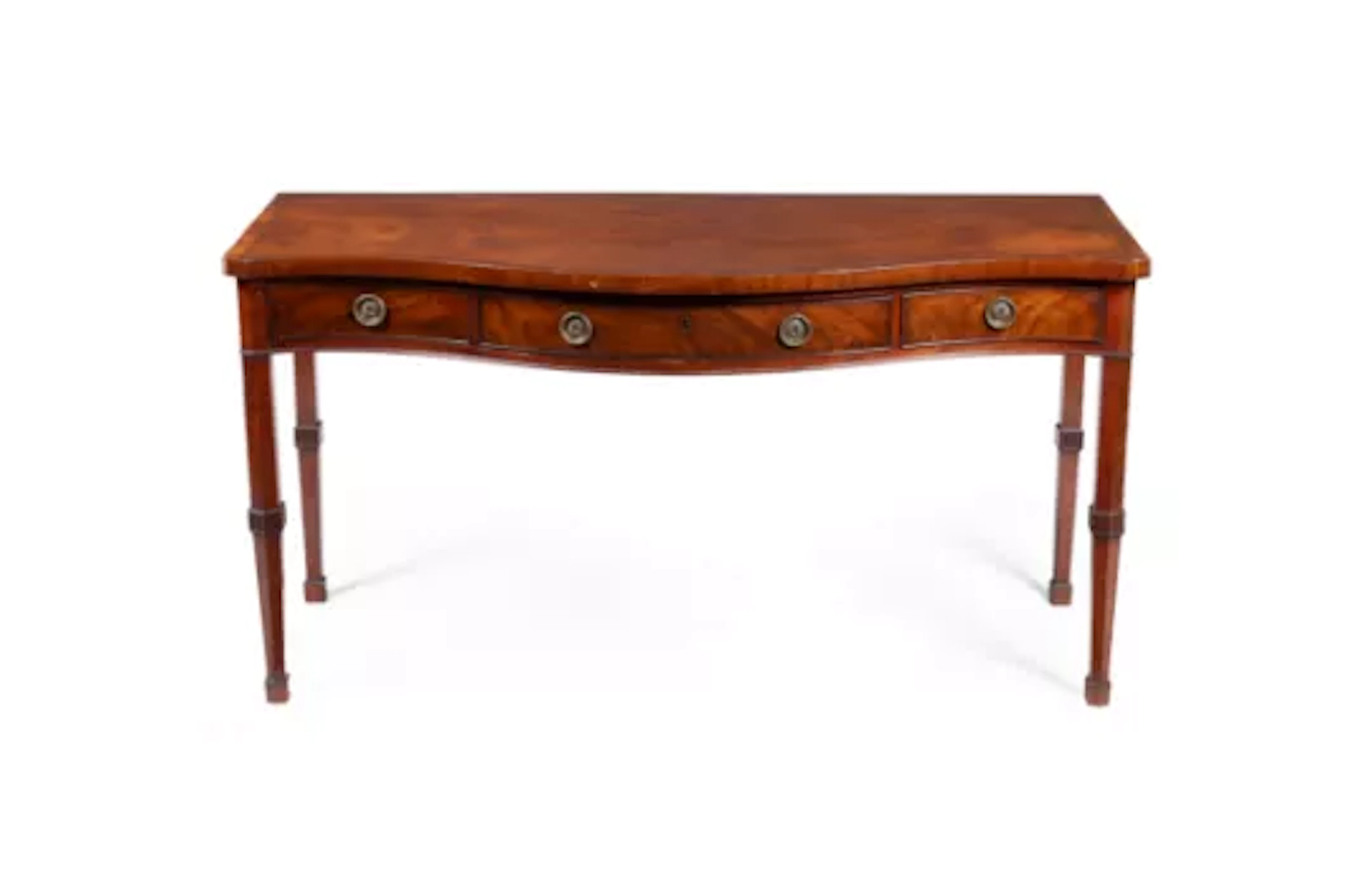 A GEORGE III MAHOGANY SERPENTINE SERVING TABLE, CIRCA 1770