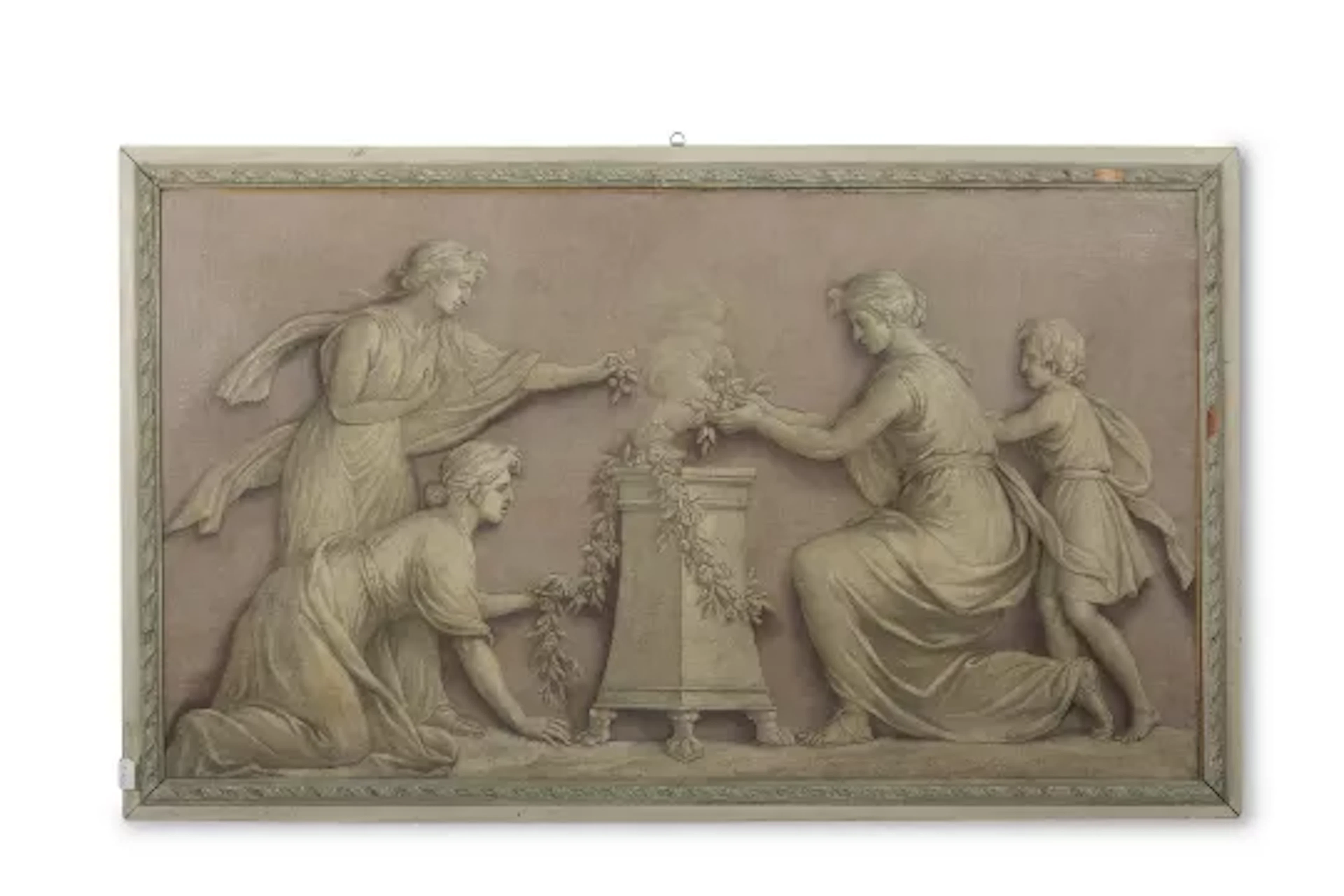 FRENCH SCHOOL (19TH CENTURY), A CLASSICAL VOTIVE SCENE, EN GRISAILLE