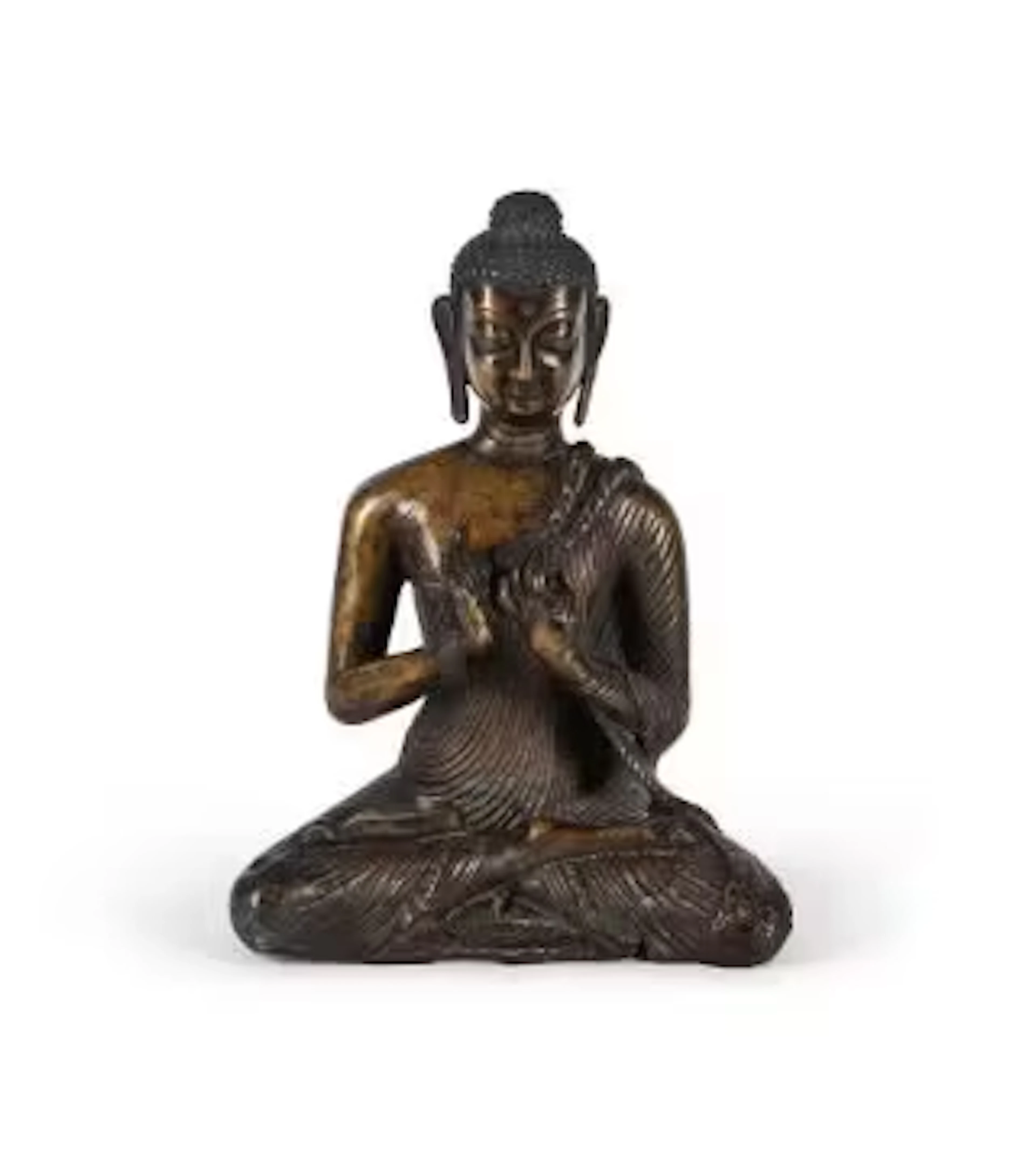 A seated bronze figure of Buddha