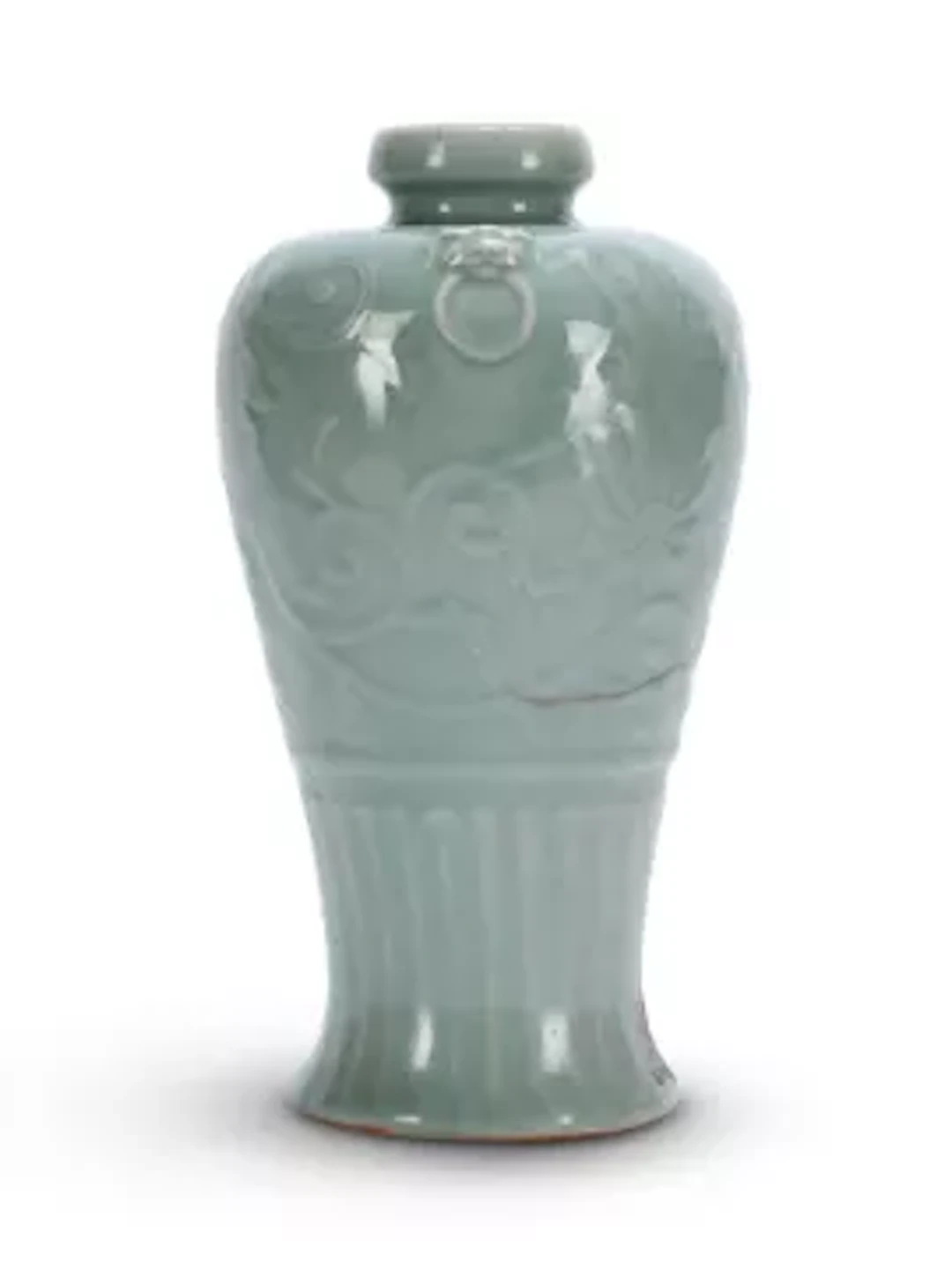A Chinese celadon two-handled vase, meiping, Qing dynasty