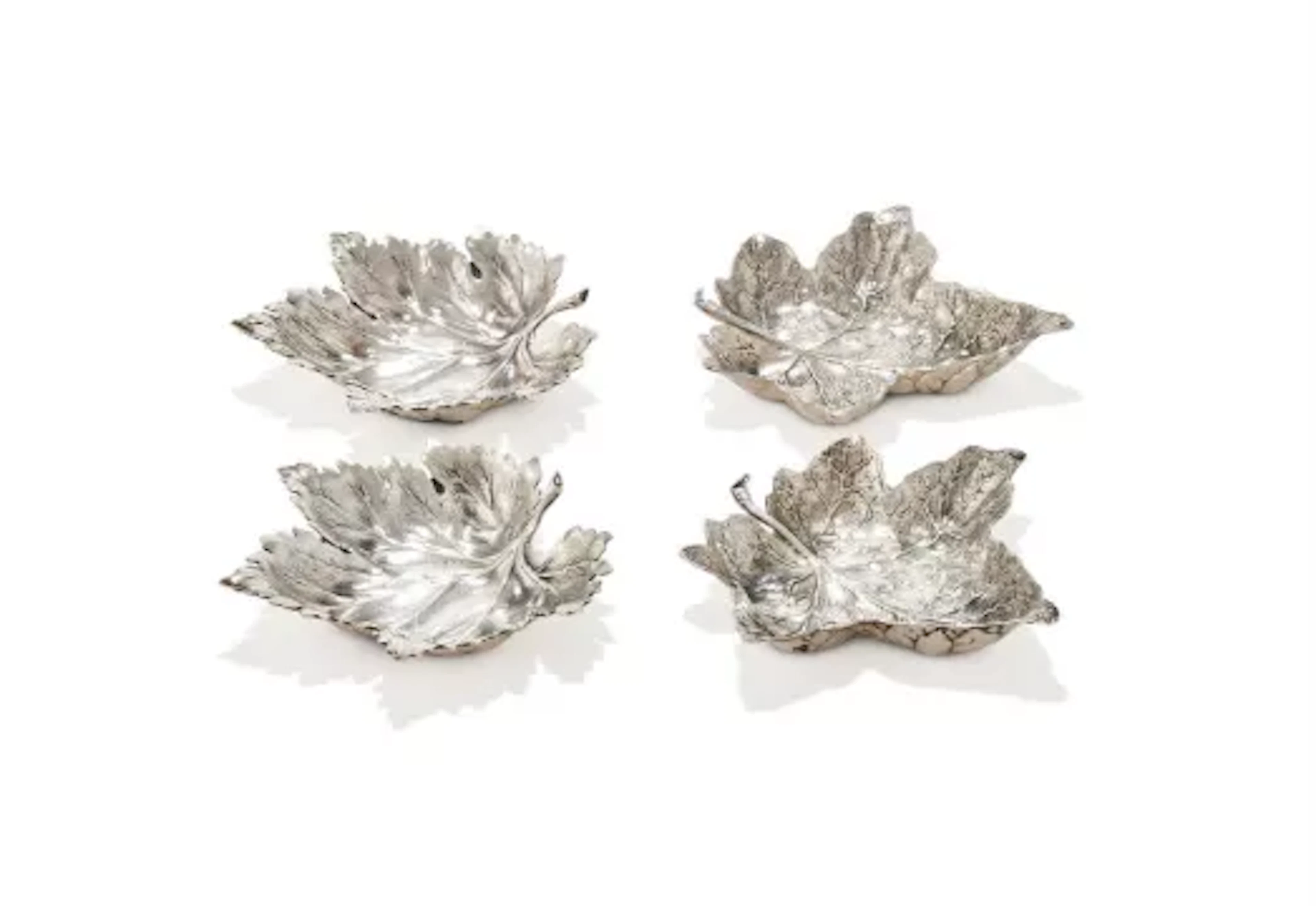 BUCCELLATI, TWO PAIRS OF ITALIAN SILVER LEAF SHAPED DISHES