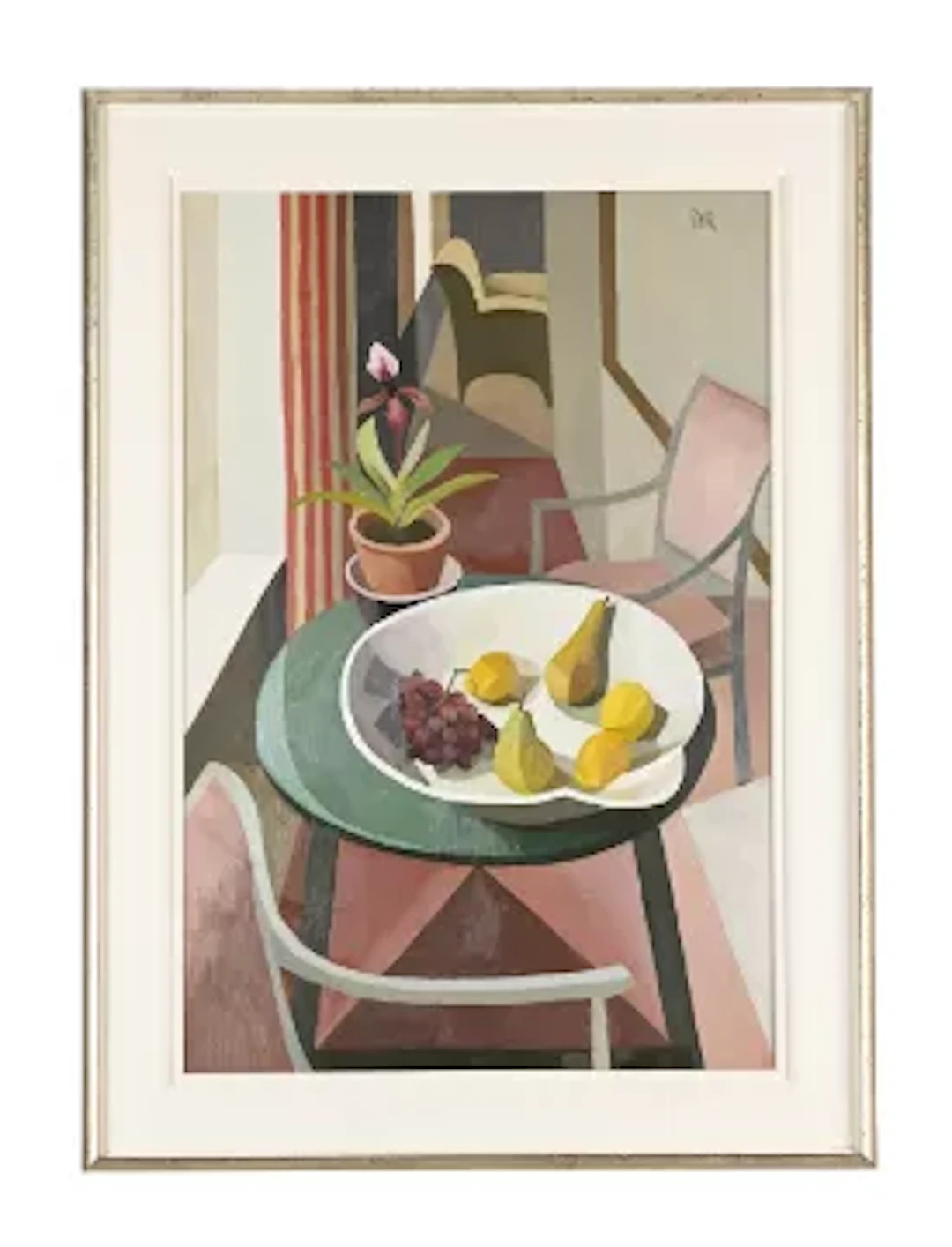 λ DEBBIE URQUART (BRITISH B. 1972), GRAPES AND PEARS IN AN INTERIOR