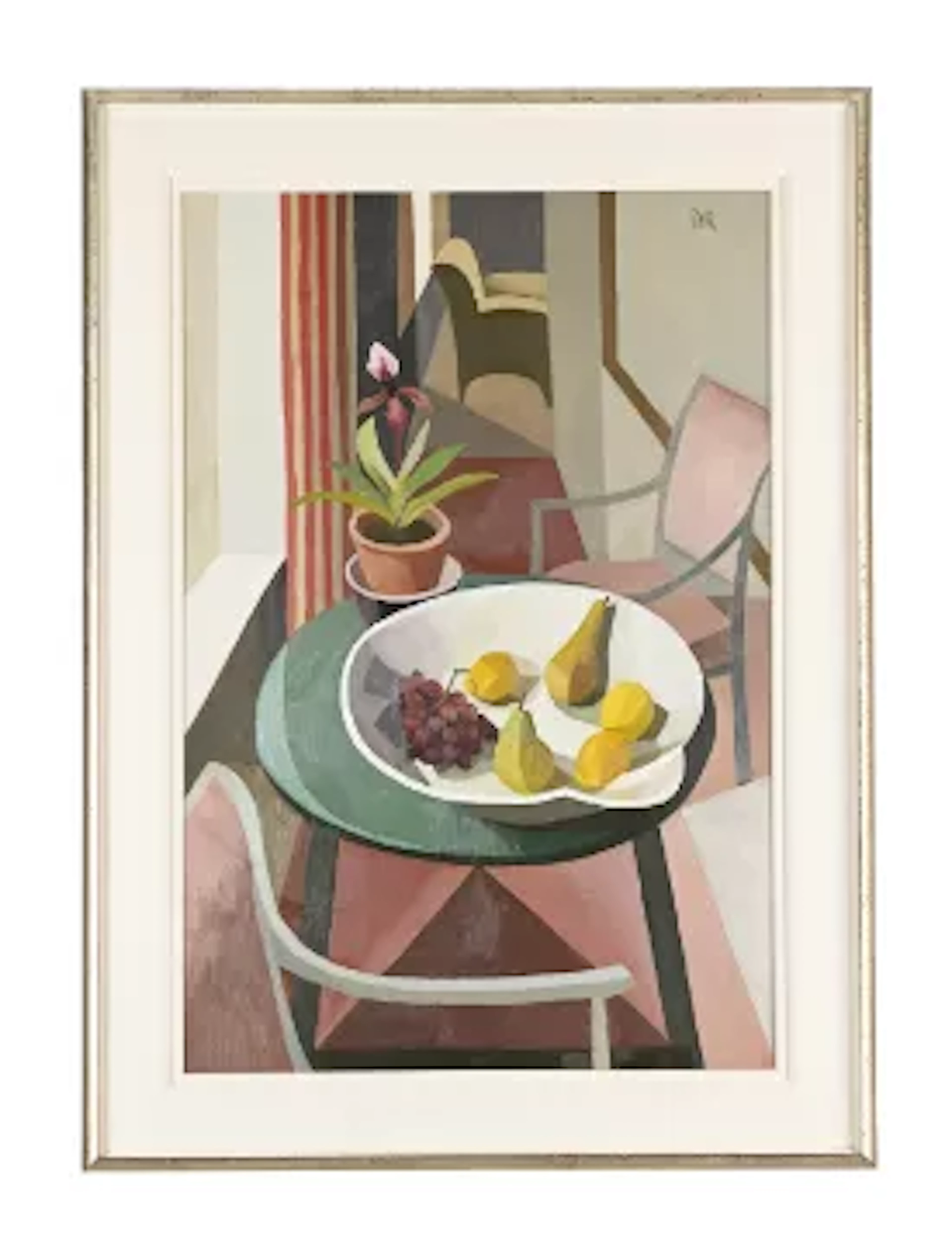 λ DEBBIE URQUART (BRITISH B. 1972), GRAPES AND PEARS IN AN INTERIOR