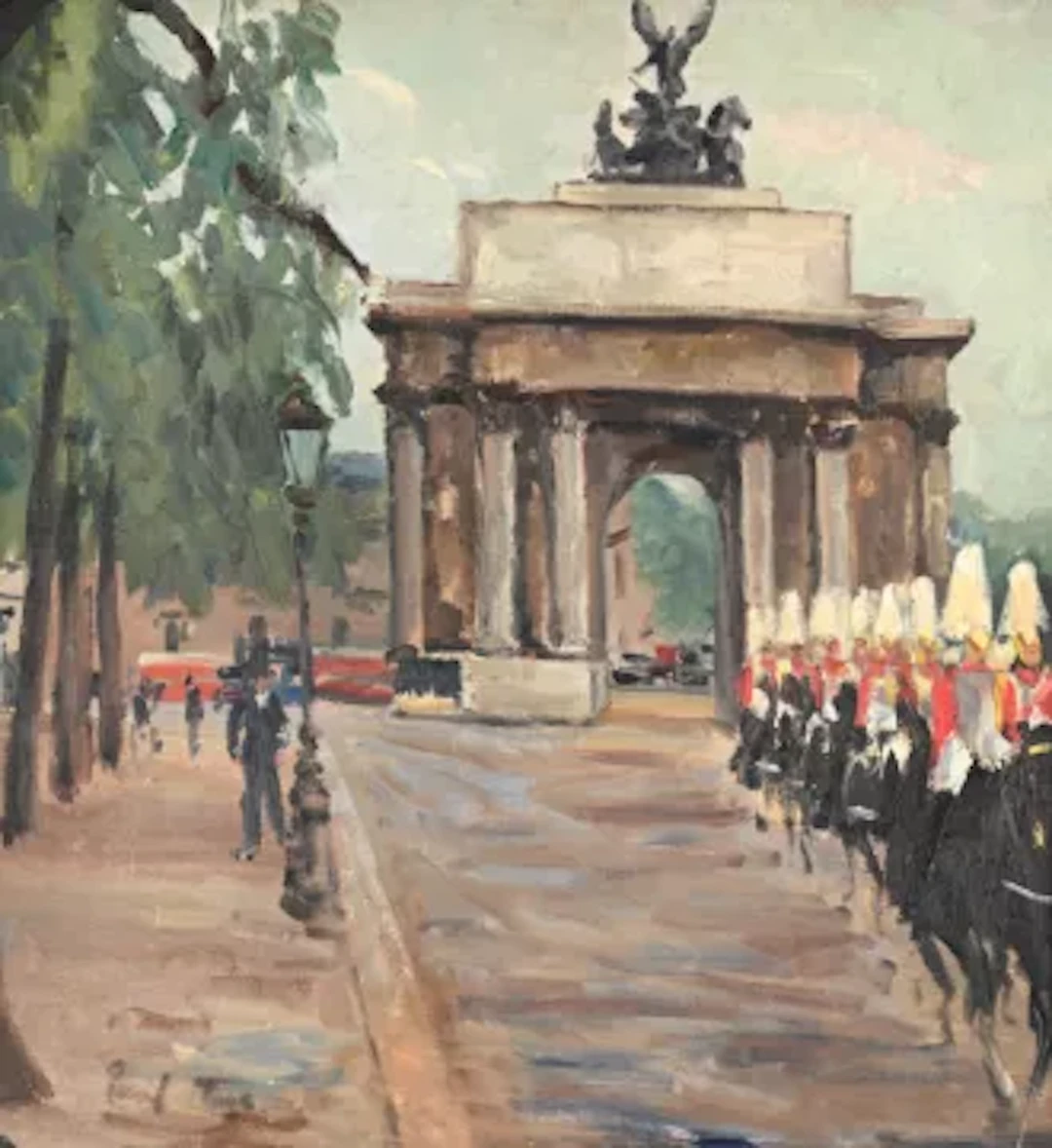 λ PAUL MAZE (FRENCH/BRITISH 1887-1979), LIFEGUARDS, WELLINGTON ARCH BEYOND