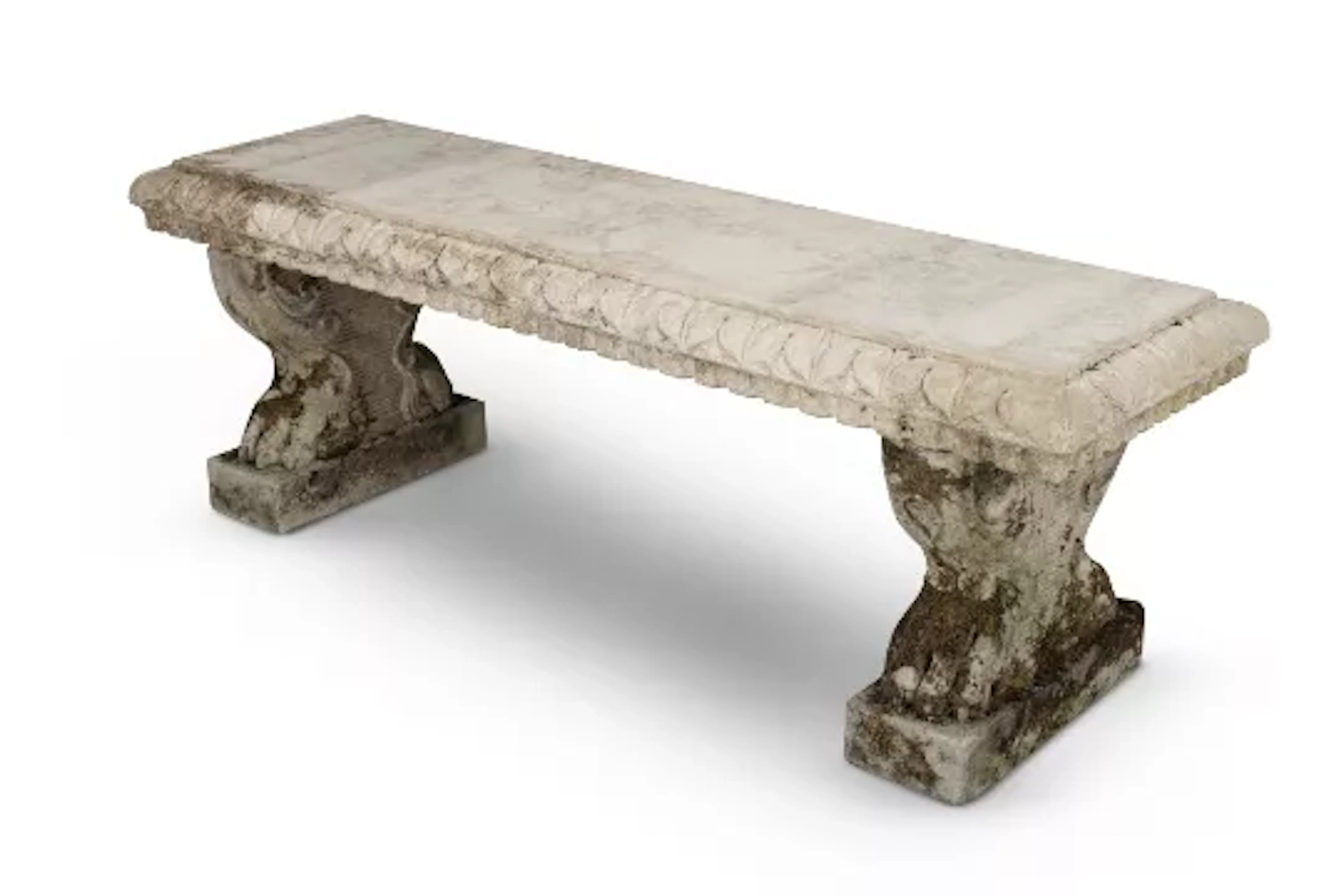A PAIR OF CARVED LIMESTONE BENCHES, ITALIAN, 20TH CENTURY