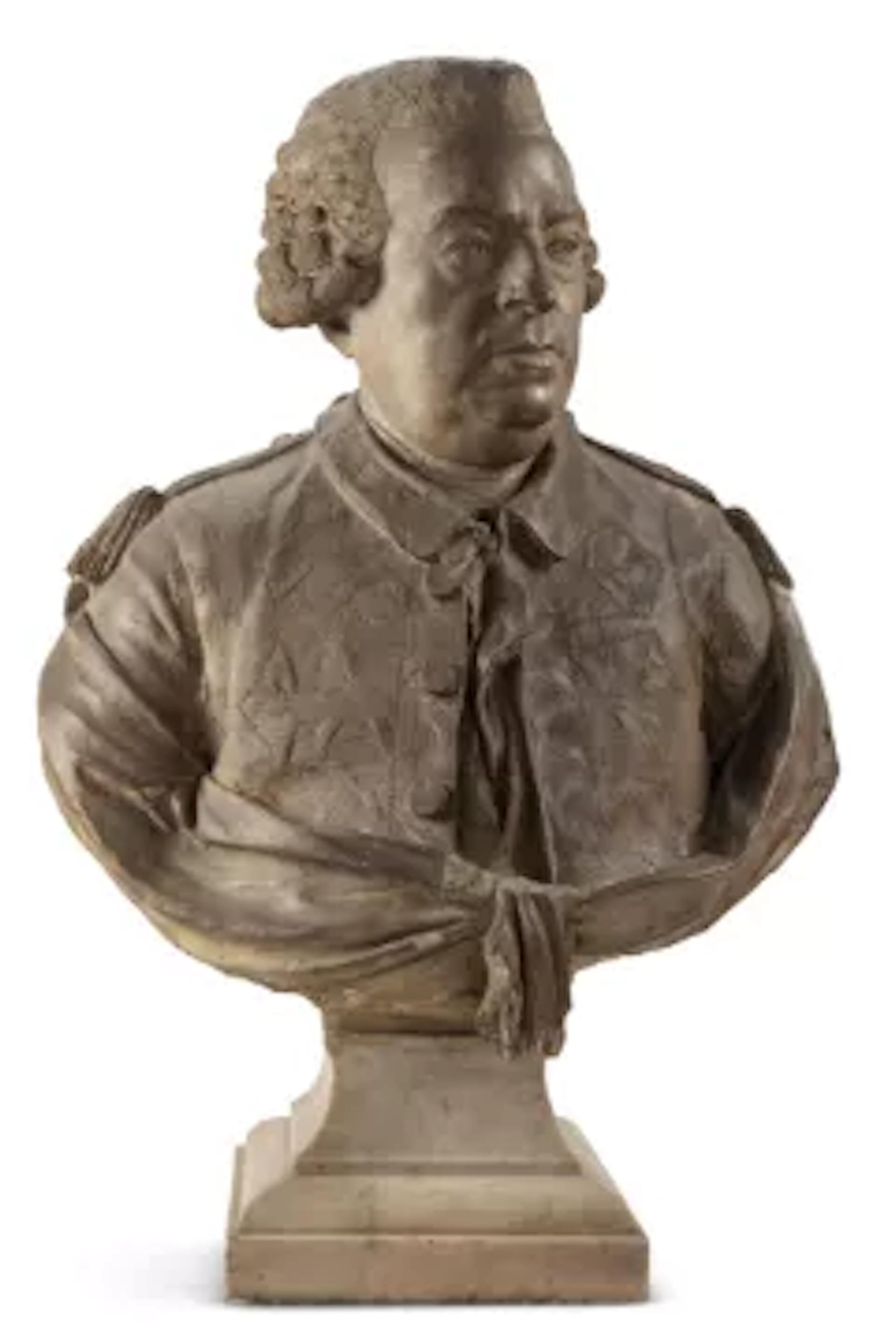 A TERRACOTTA BUST OF A GENTLEMAN, FRENCH, 18TH CENTURY