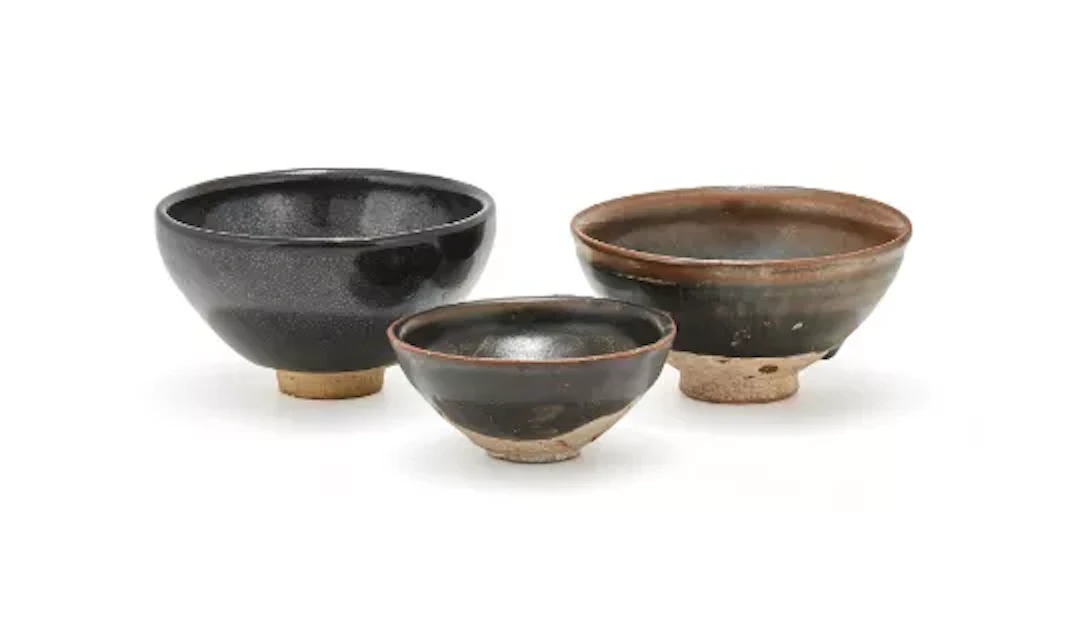 THREE CHINESE BLACK GLAZED BOWLS, 12TH CENTURY AND LATER