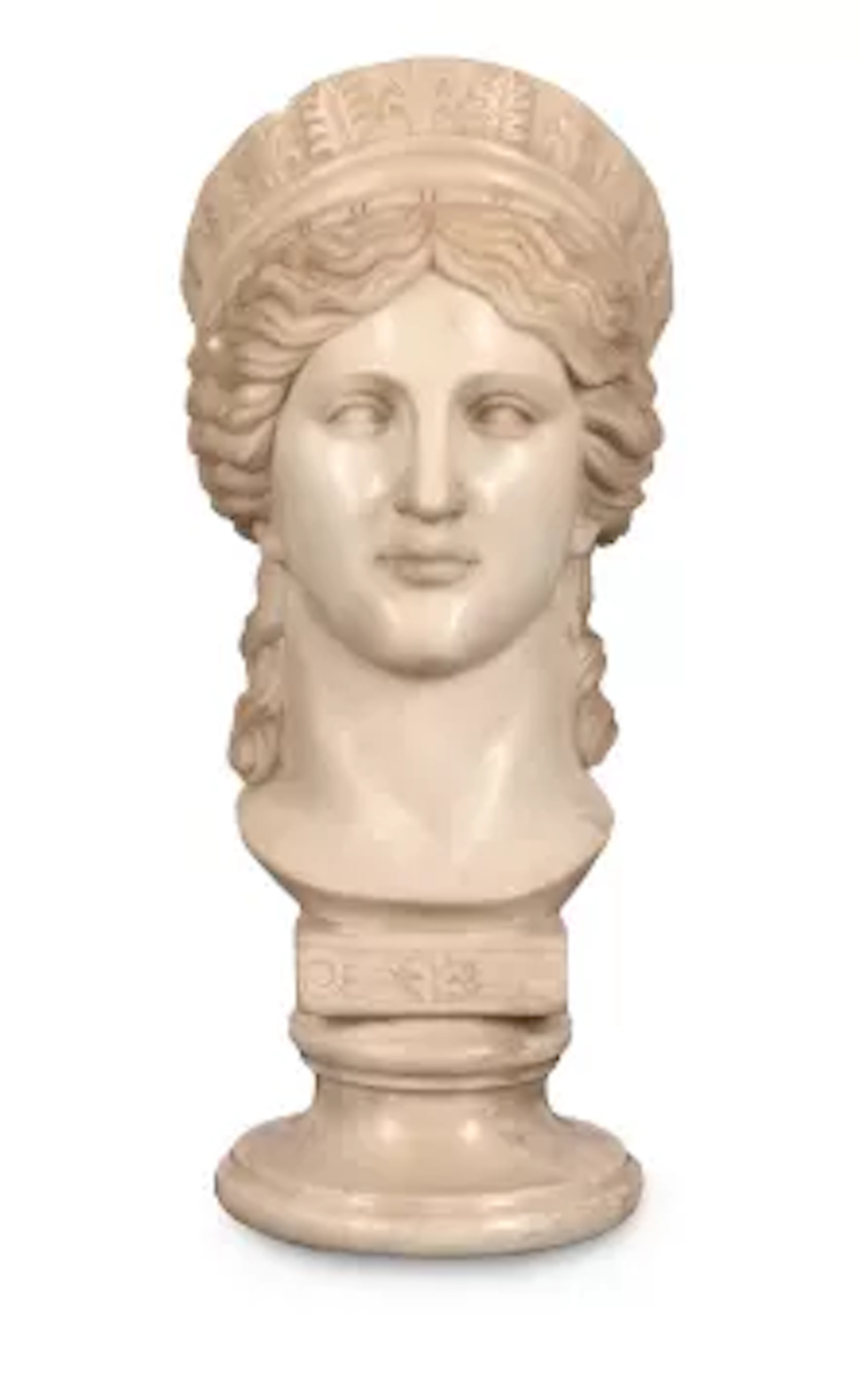 AFTER THE ANTIQUE, A WHITE MARBLE BUST OF THE GODDESS HERA, 19TH CENTURY