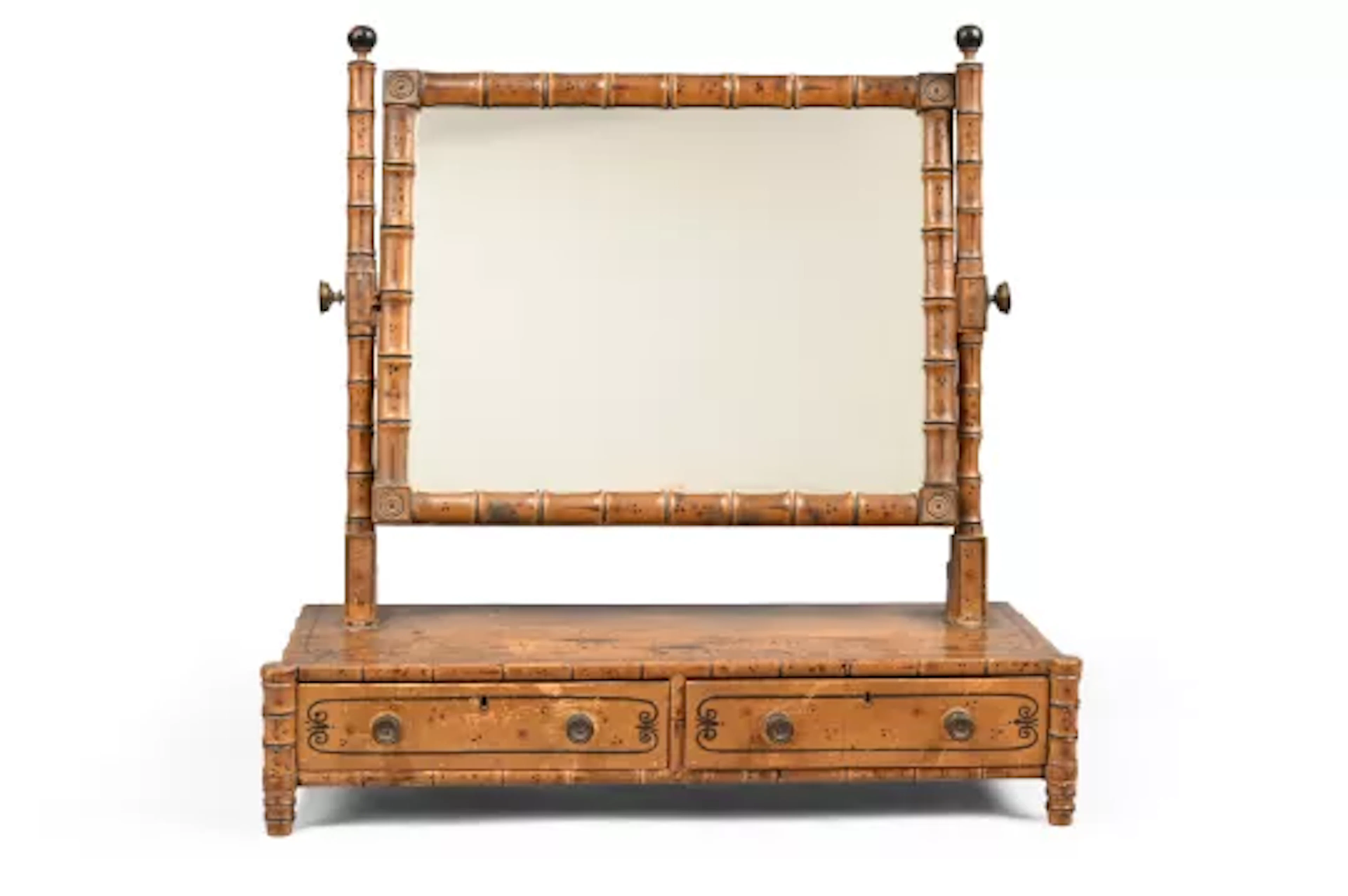A REGENCY PAINTED AND SIMULATED BAMBOO DRESSING MIRROR, CIRCA 1815