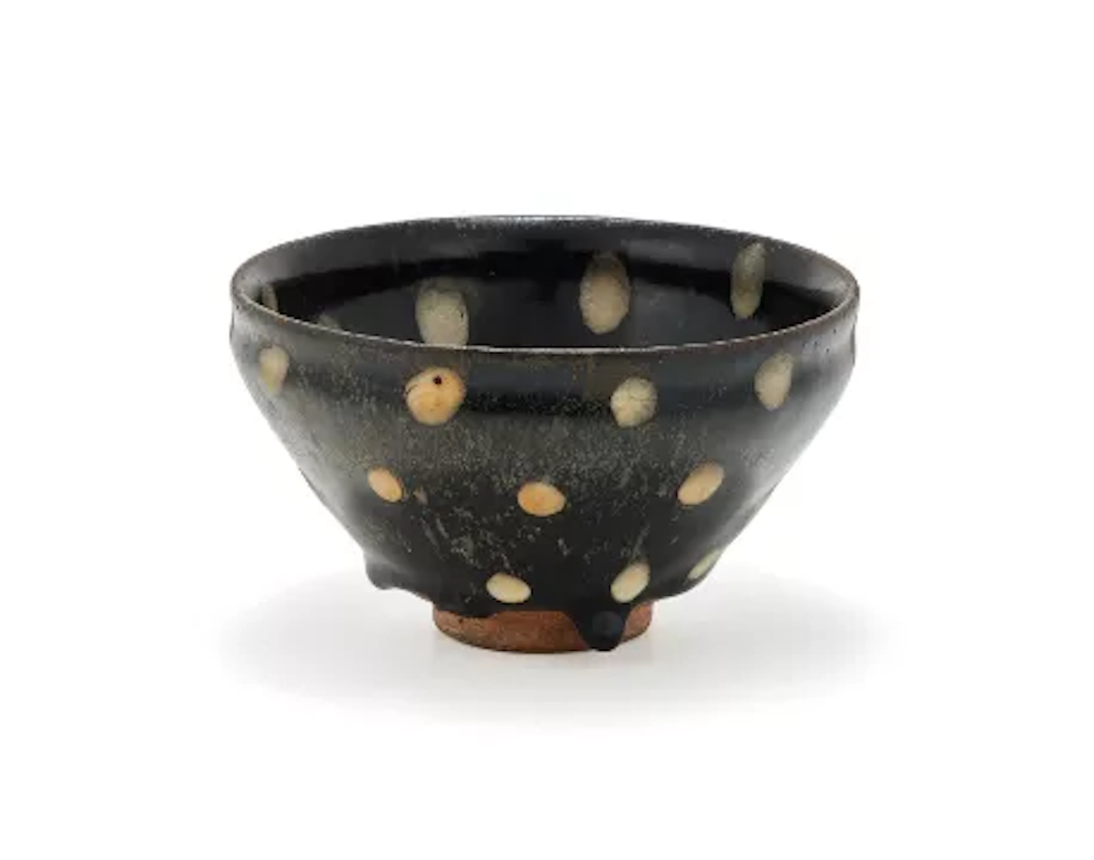 An unusual Chinese black glazed spotted bowl, Song Dynasty (960-1279)