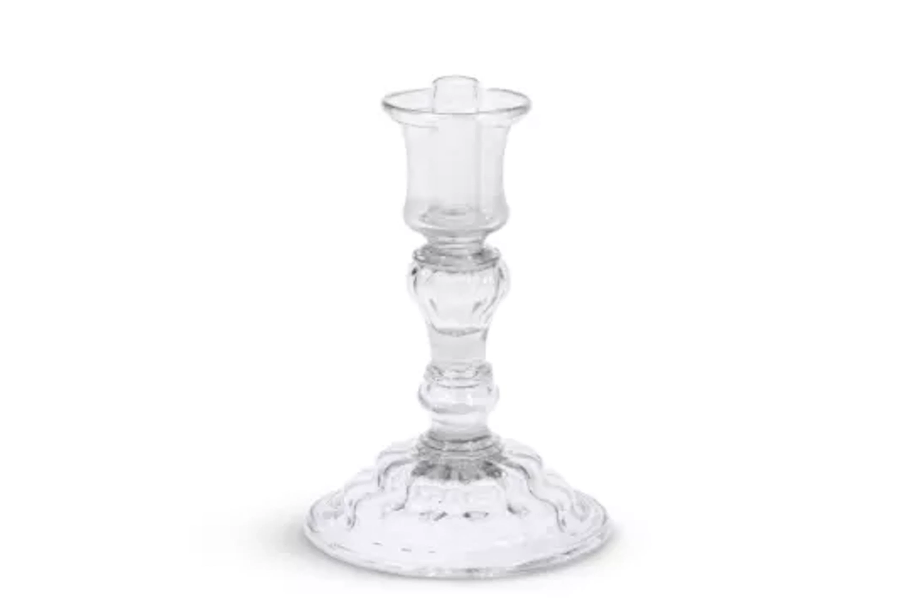 A BALUSTER CLEAR-GLASS CANDLESTICK, CONTINENTAL, 18TH CENTURY