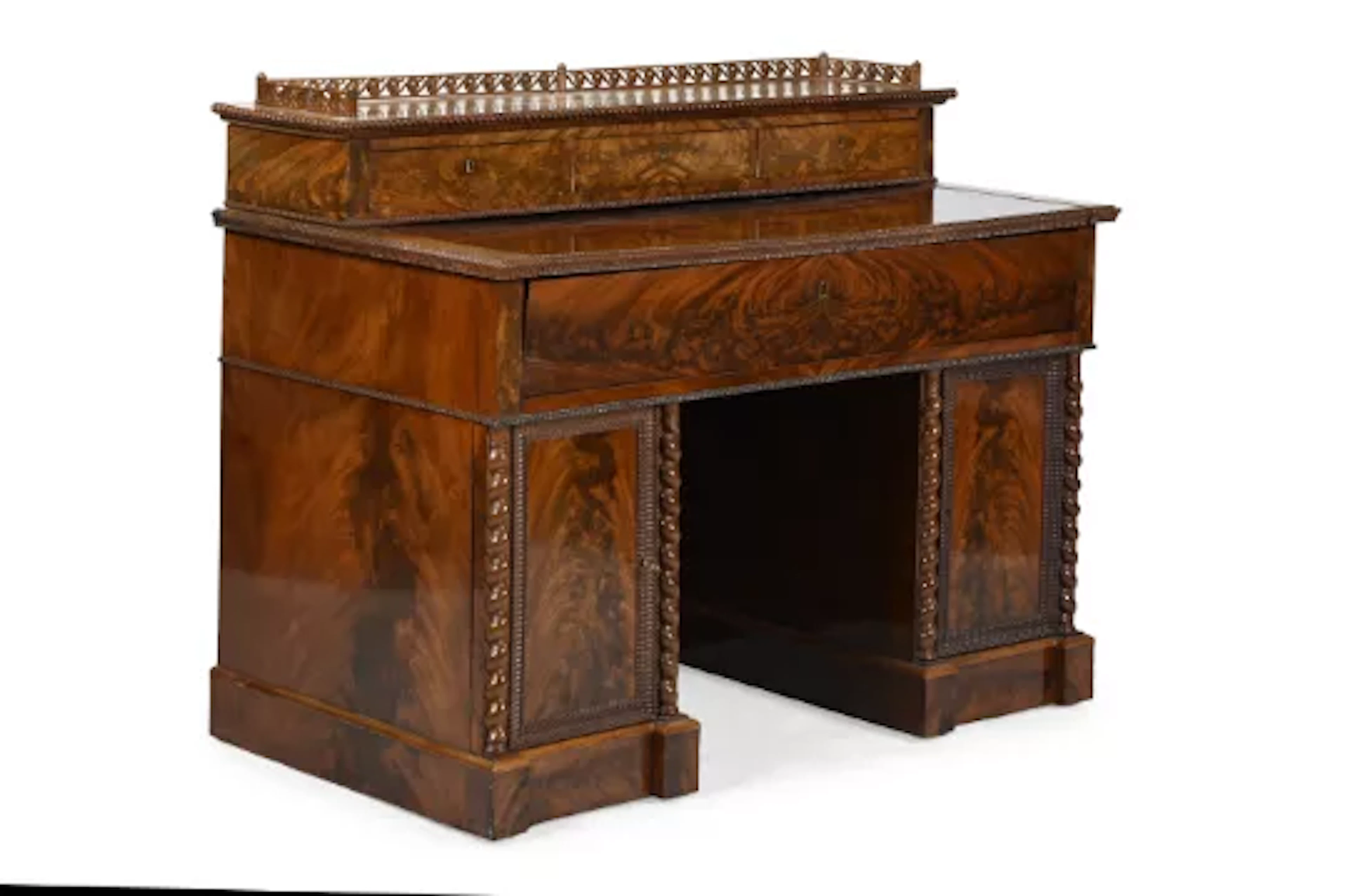 A MAHOGANY SECRETAIRE DESK, FRENCH, MID 19TH CENTURY