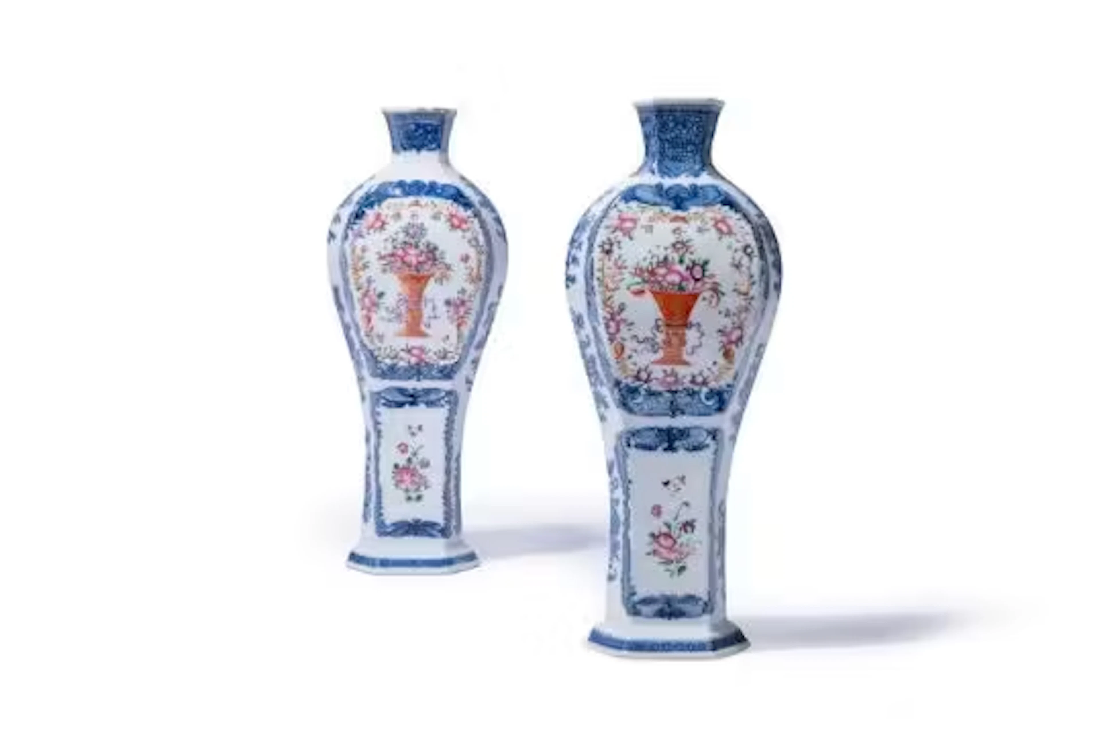 A PAIR OF CHINESE GILT AND IRON RED DECORATED VASES, 18TH CENTURY