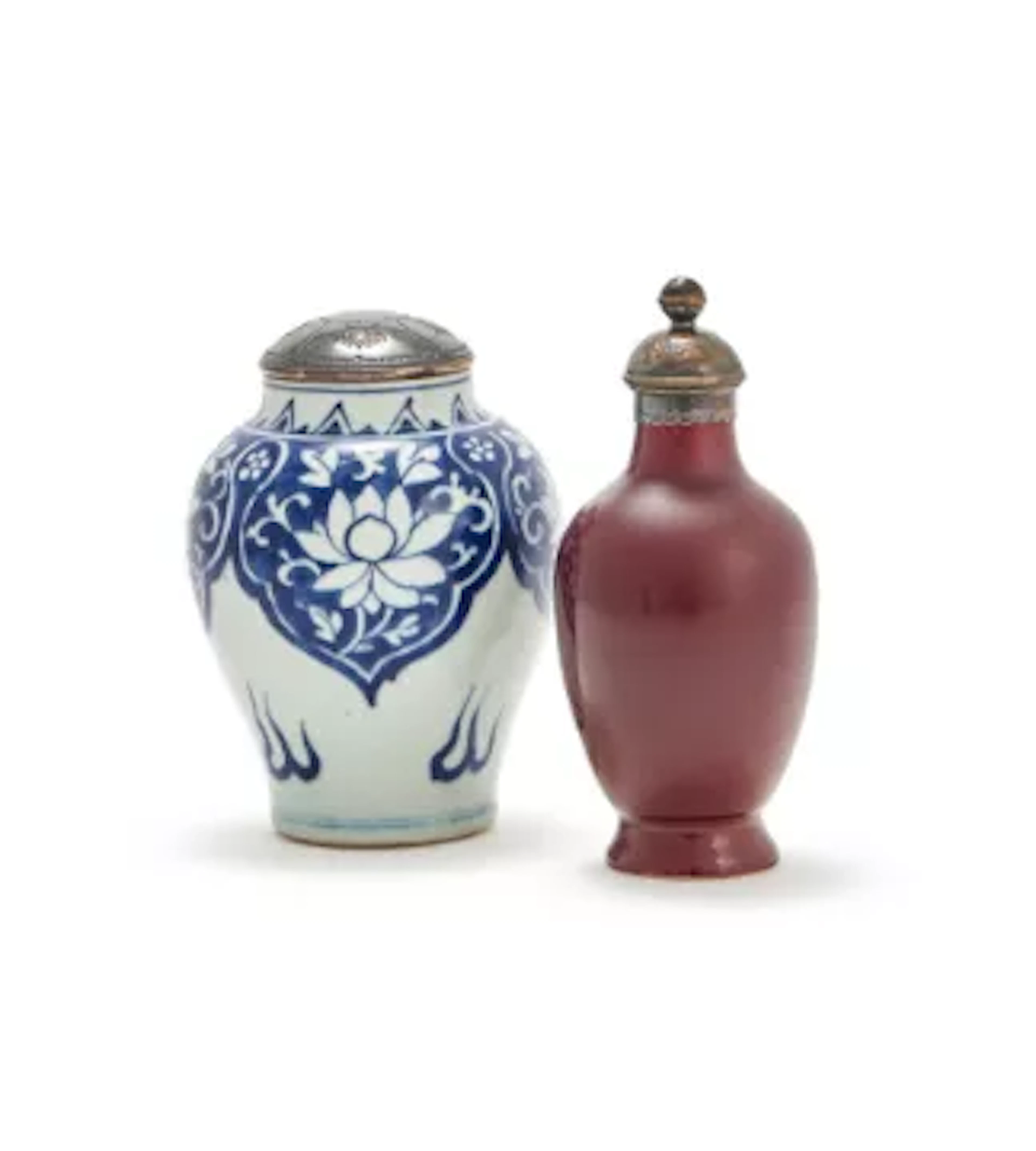 A Chinses silver mounted flambe glazed vase, 18th century