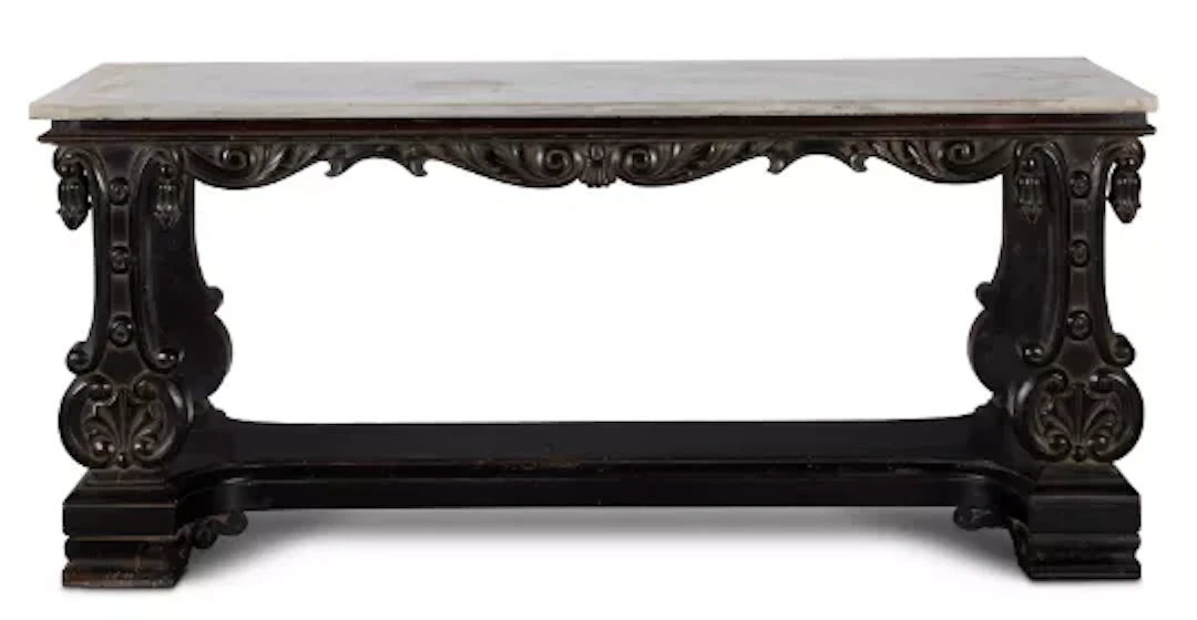 AN EBONISED HARDWOOD CENTRE TABLE, INDIAN, LATE 19TH CENTURY