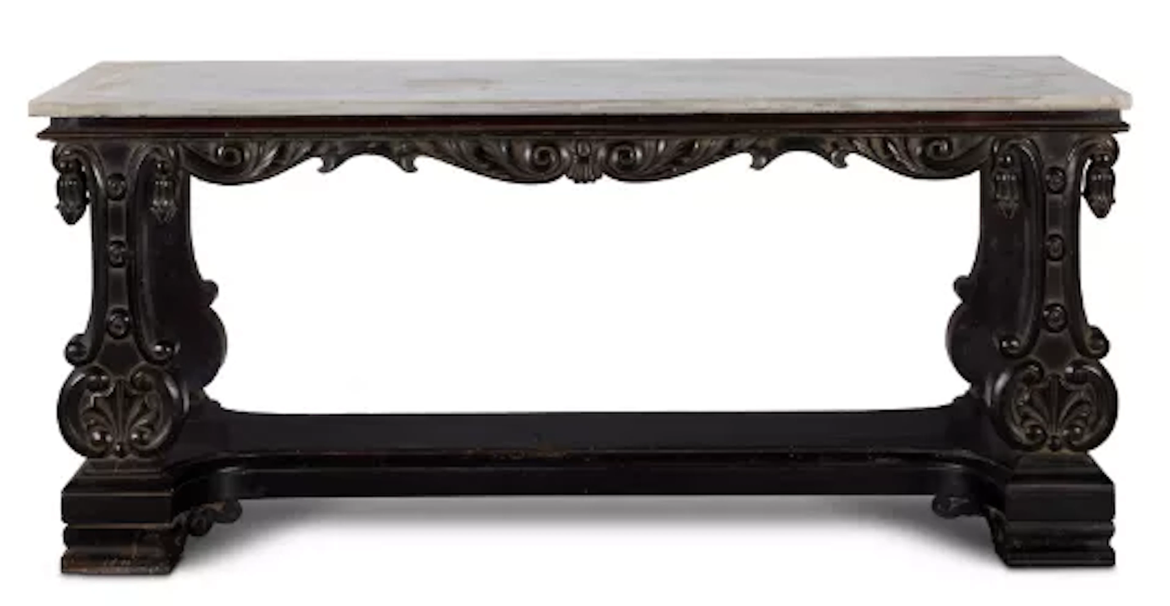 AN EBONISED HARDWOOD CENTRE TABLE, INDIAN, LATE 19TH CENTURY