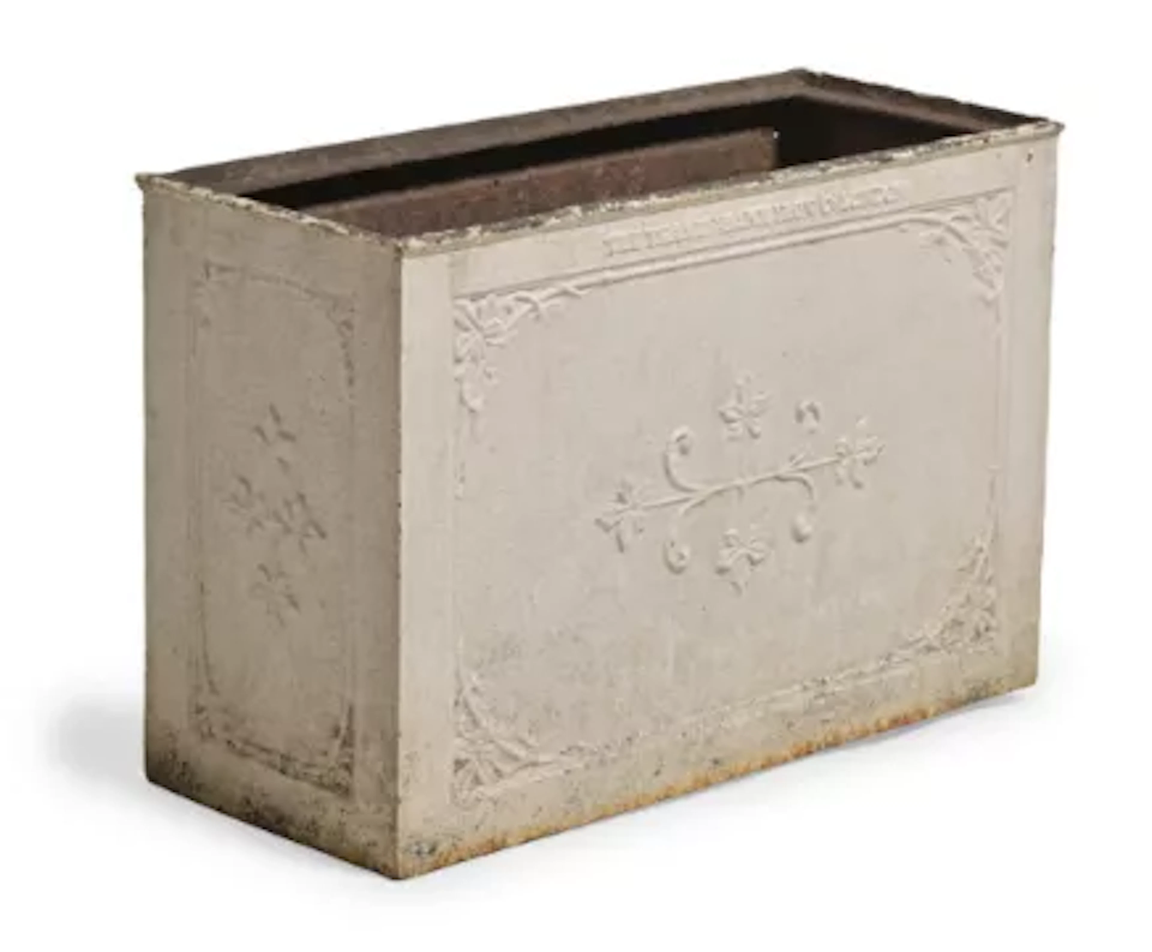 A VICTORIAN CAST IRON RECTANGULAR PLINTH FORM PLANT TROUGH, SECOND