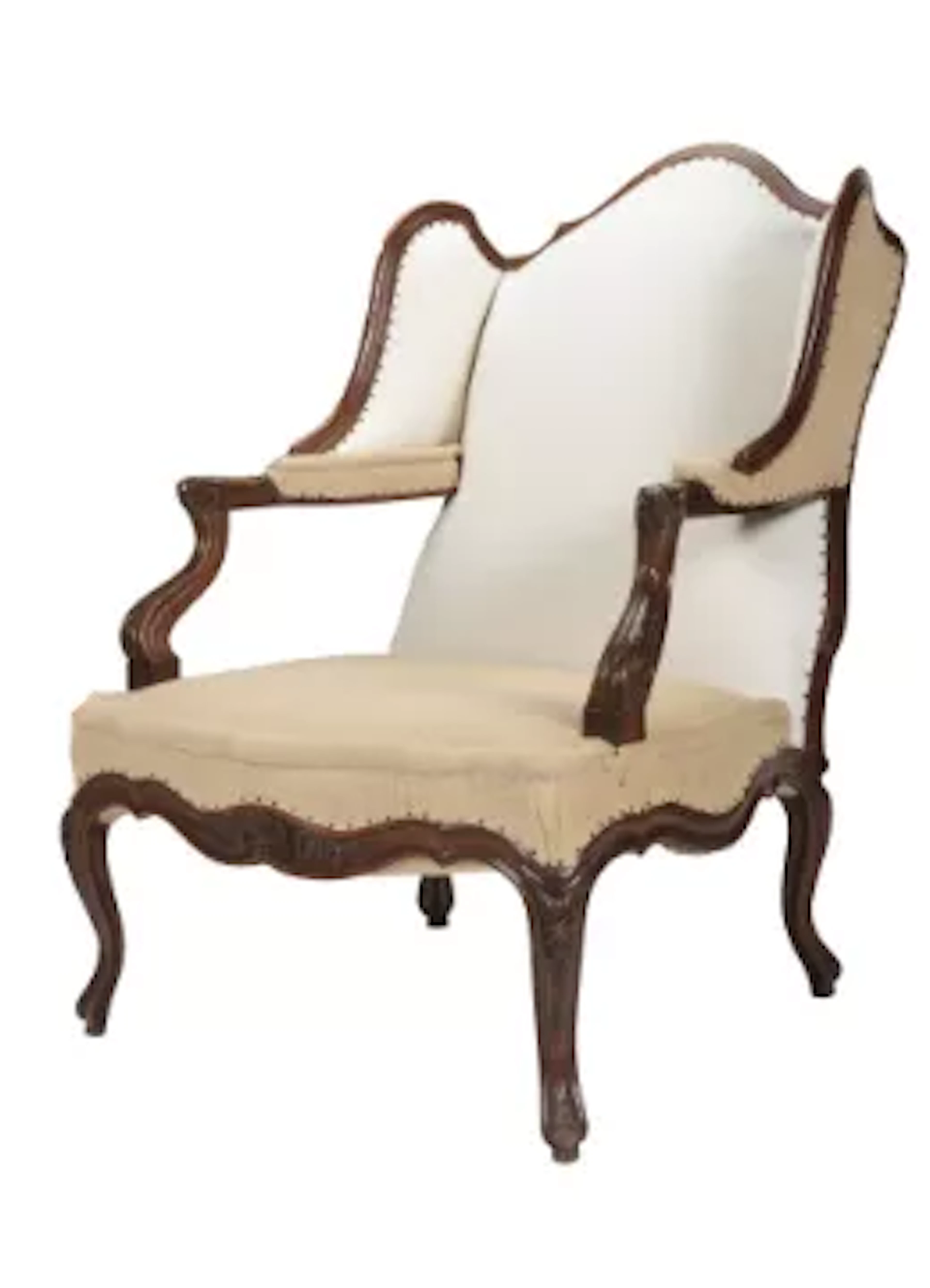 A BEECH BERGÈRE À OREILLES OF LOUIS XV STYLE, FRENCH, 19TH CENTURY