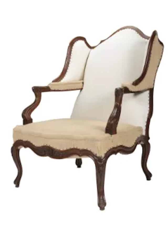 A BEECH BERGÈRE À OREILLES OF LOUIS XV STYLE, FRENCH, 19TH CENTURY