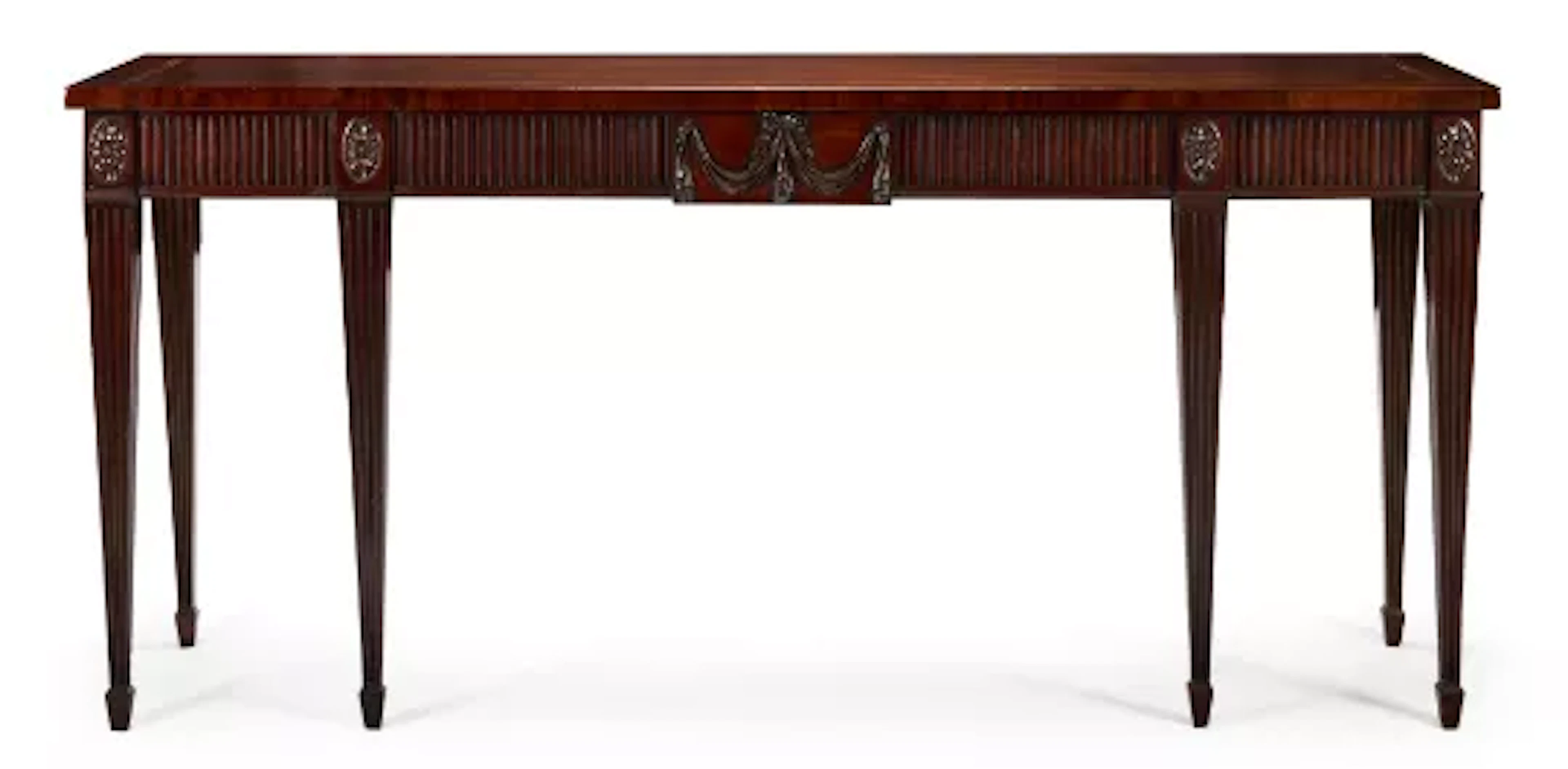 A GEORGE III MAHOGANY AND LINE HALL TABLE, CIRCA 1765