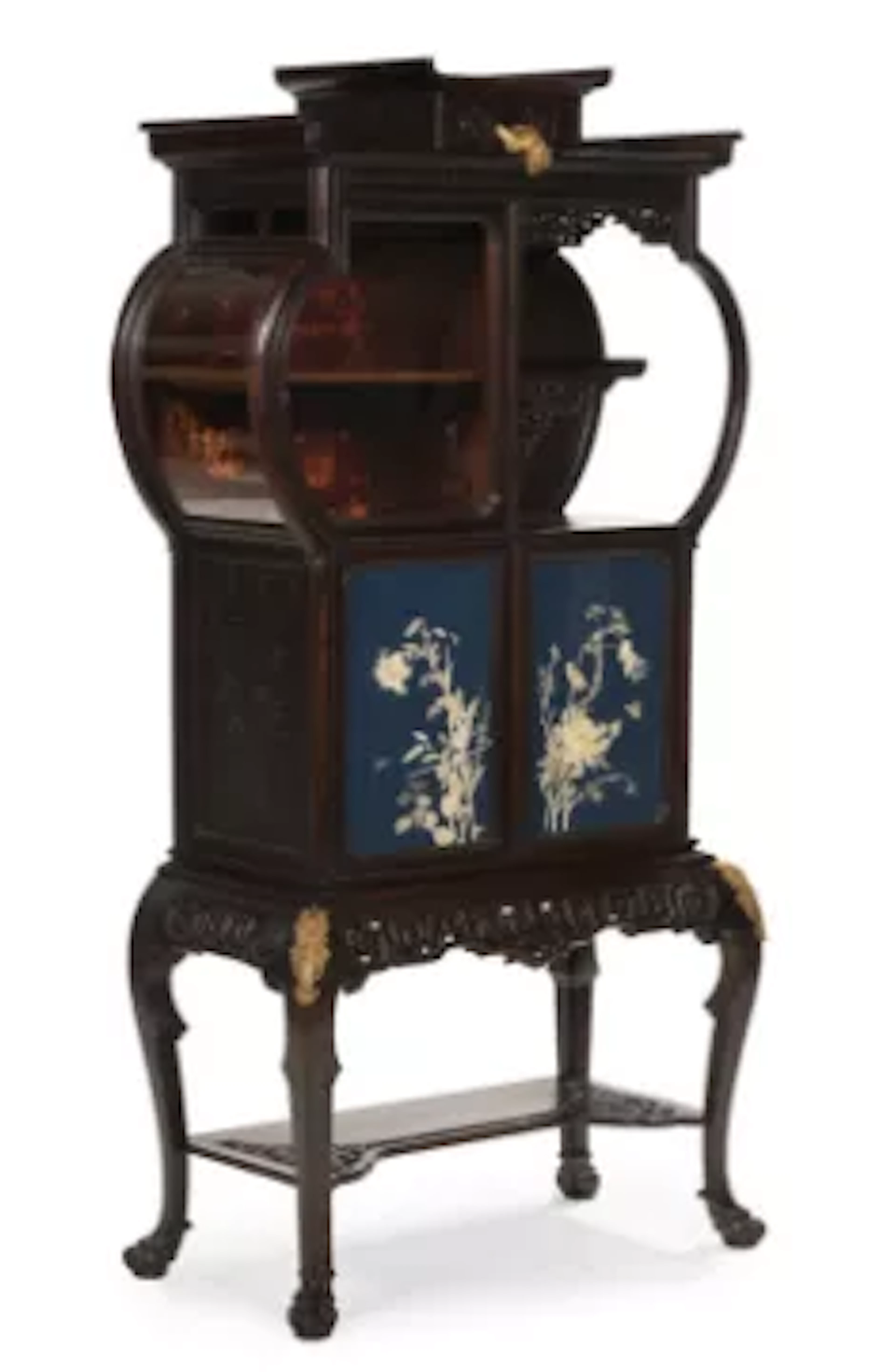 Y A FRENCH 'JAPONISME' ROSEWOOD, BEECH AND ORMOLU MOUNTED DISPLAY
