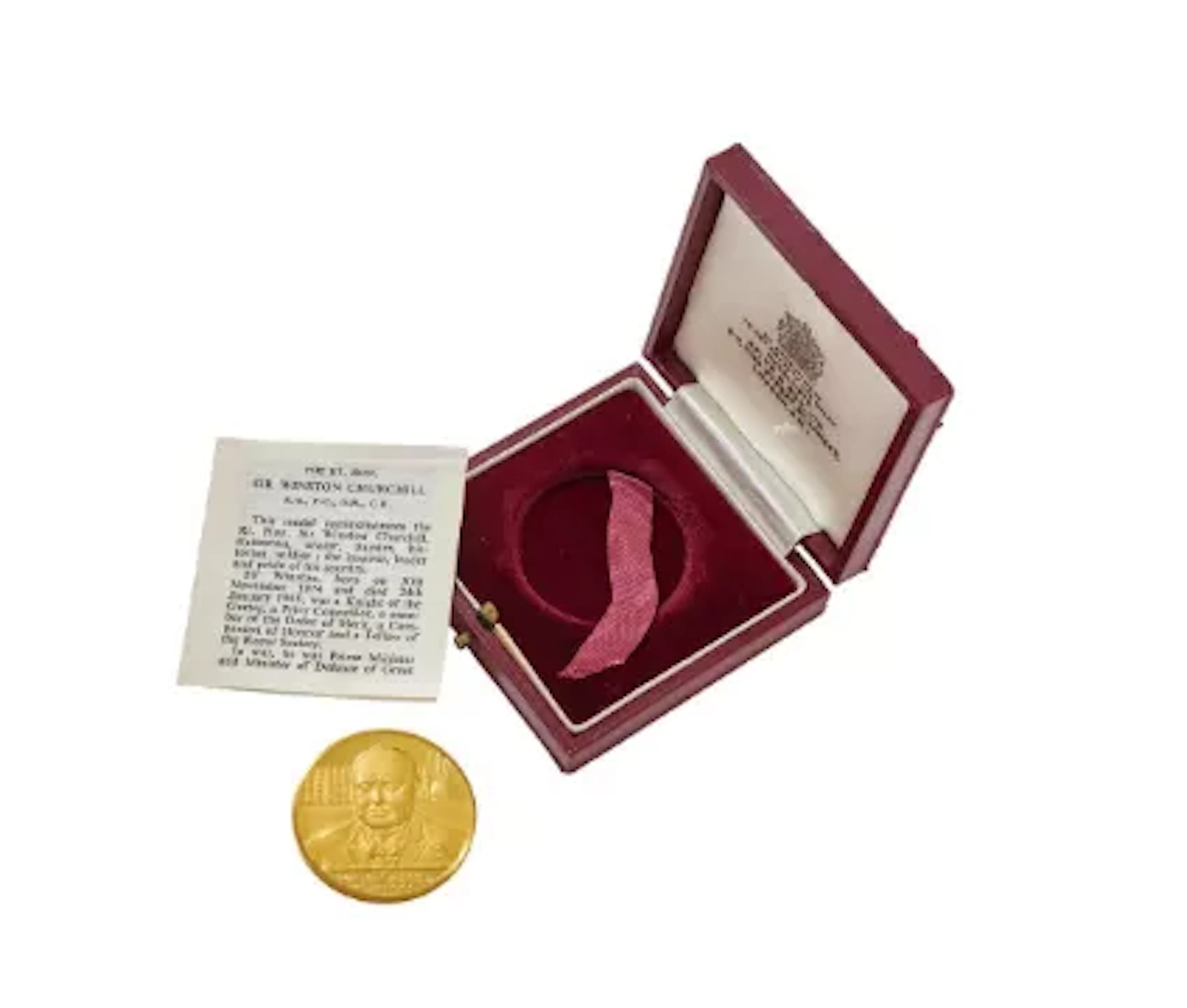 SIR WINSTON CHURCHILL, DEATH 1965, PROOF GOLD MEDAL