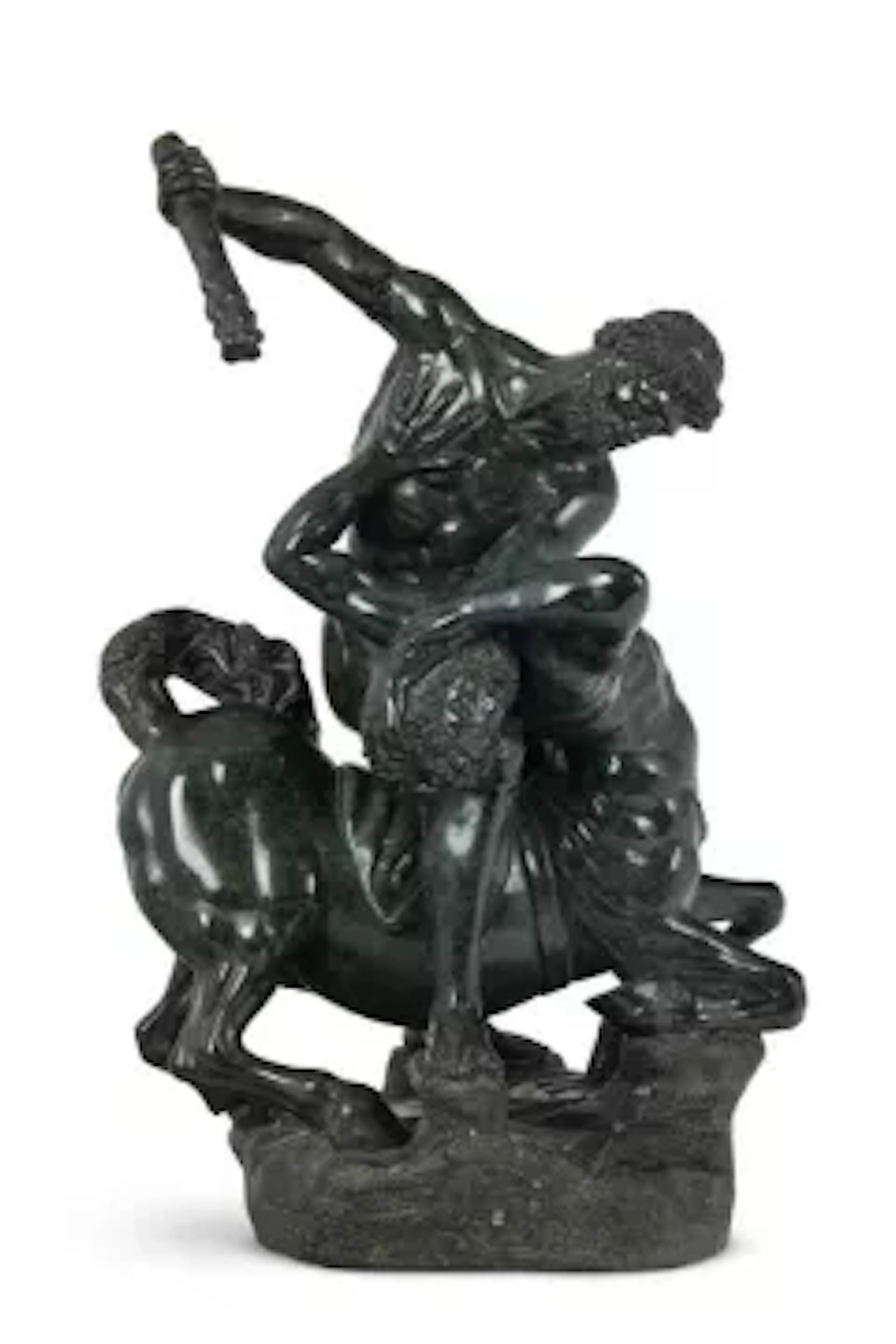 AFTER GIAMBOLOGNA, A CARVED GREEN SERPENTINE GROUP, 'HERCULES AND