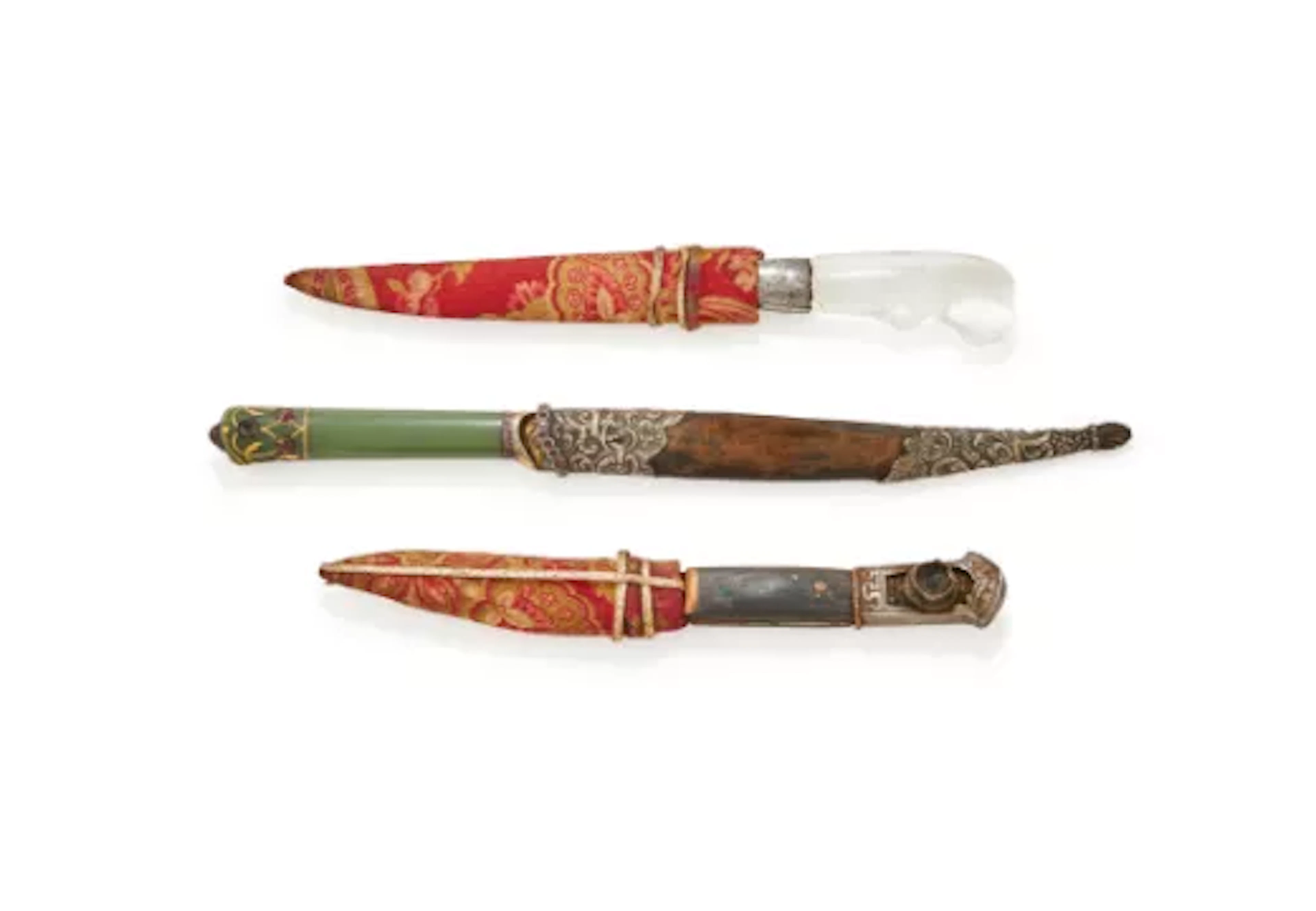An Ottoman green jade-hilted dagger and scabbard, early 19th century