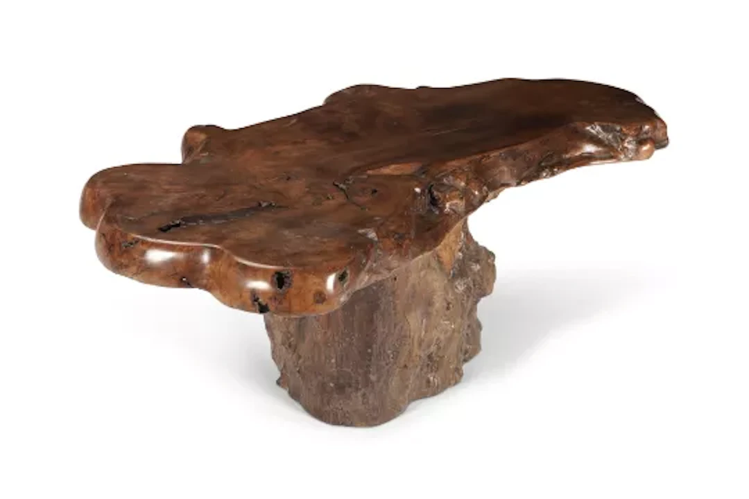 A POLISHED TREE ROOT COFFEE TABLE, MID 20TH CENTURY