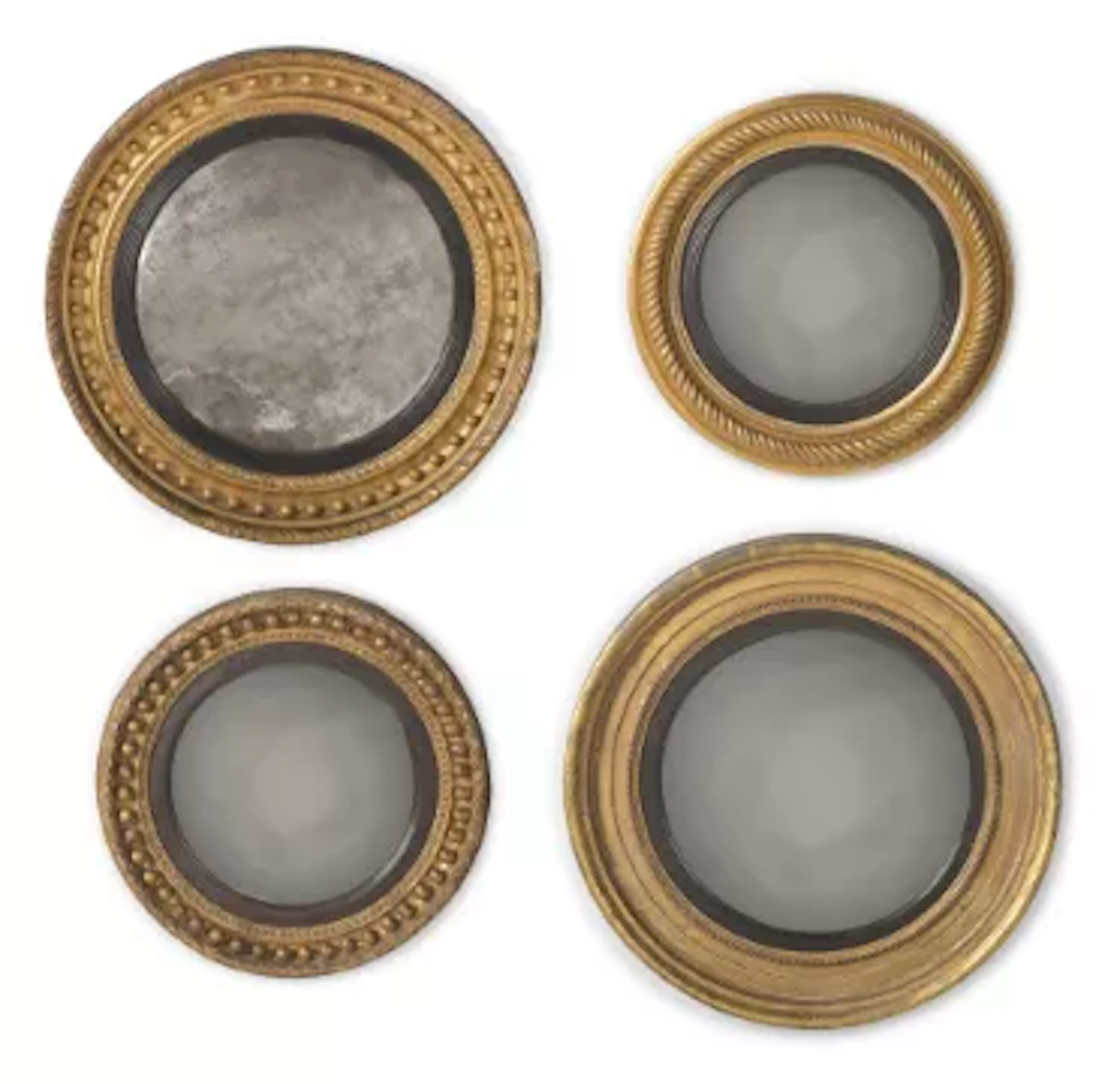 A GROUP OF FOUR REGENCY GILTWOOD CONVEX MIRRORS, CIRCA 1815
