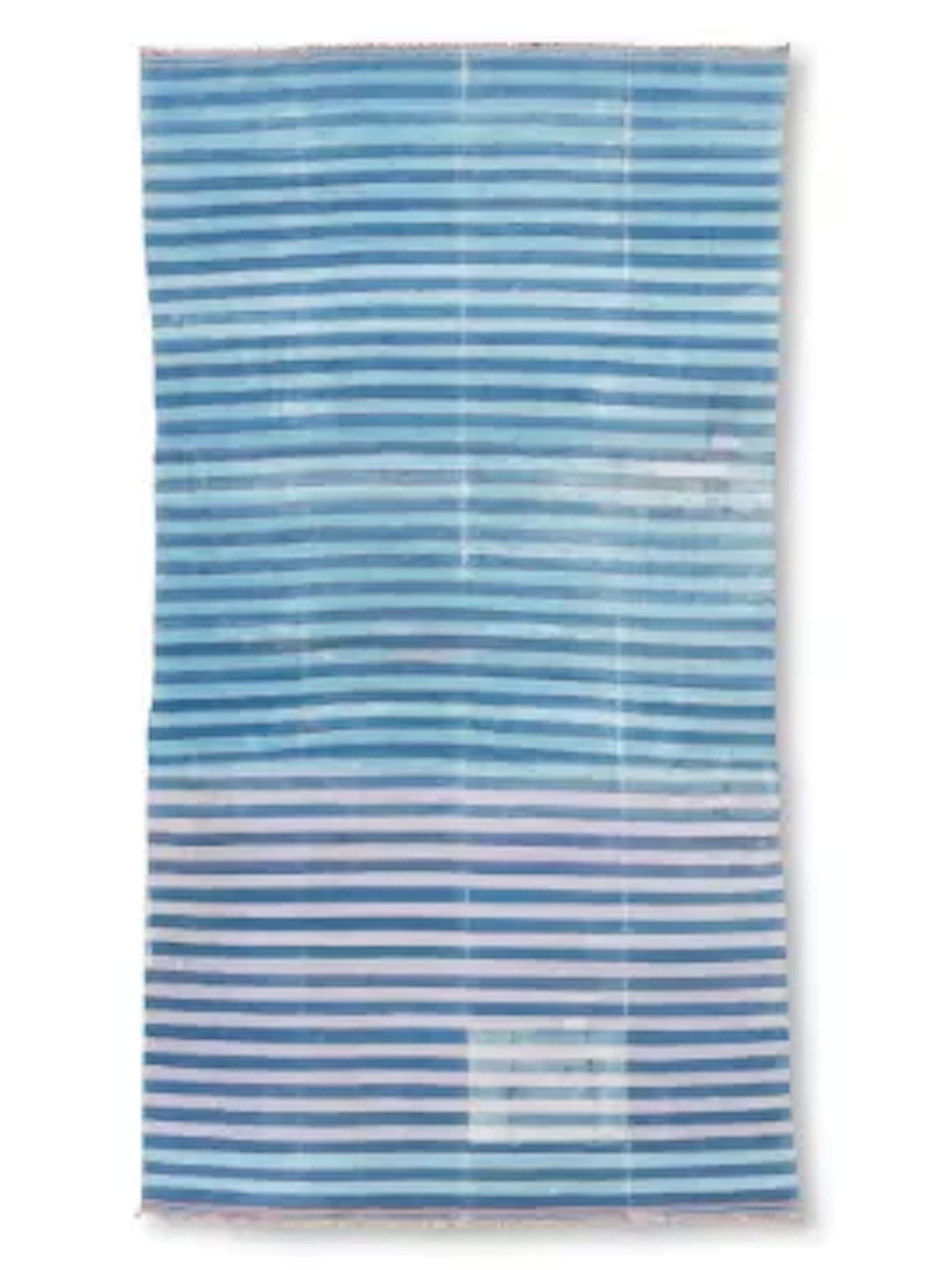 A BLUE AND WHITE AND RED STRIPPED DHURRIE OF MONUMENTAL SCALE, INDIAN