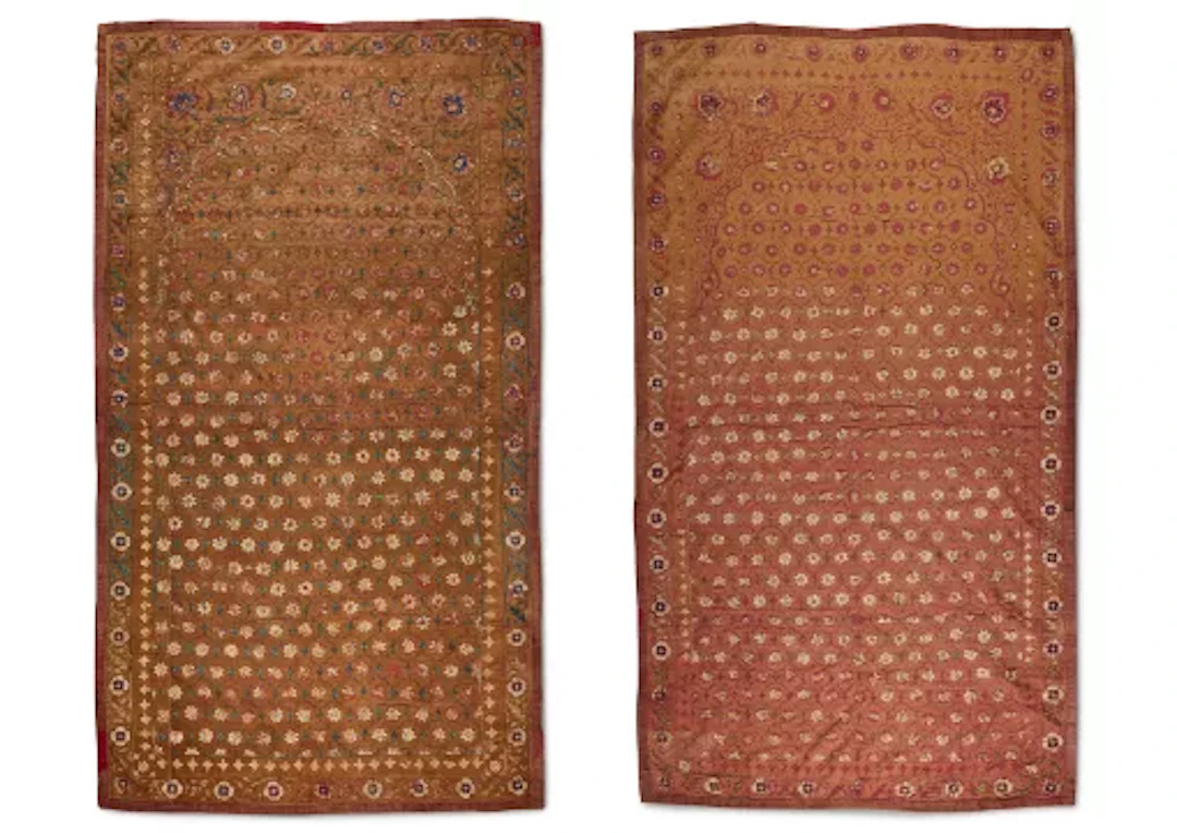 TWO EMBROIDERED MUGHAL TENT HANGINGS, INDIAN, 19TH CENTURY